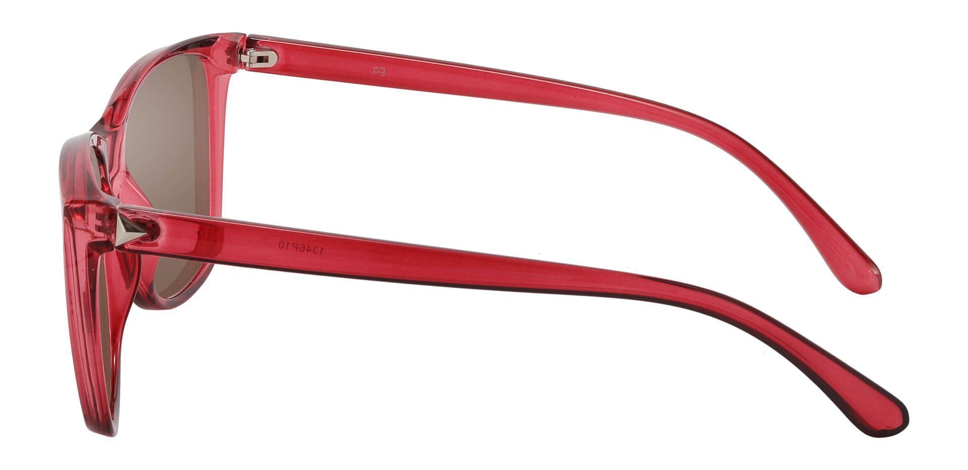Taryn Square Prescription Sunglasses - Red Frame With Brown Lenses
