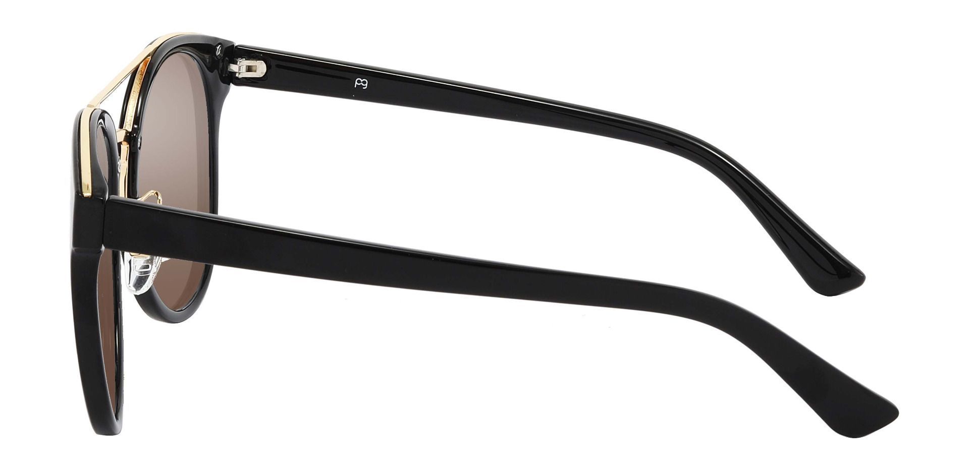 Oasis Aviator Prescription Sunglasses - Black Frame With Brown Lenses