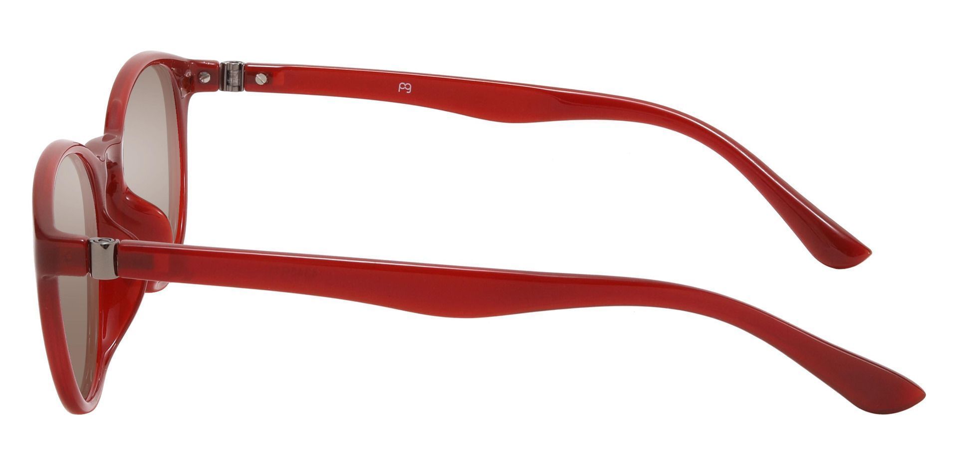 Celia Oval Prescription Sunglasses - Red Frame With Brown Lenses