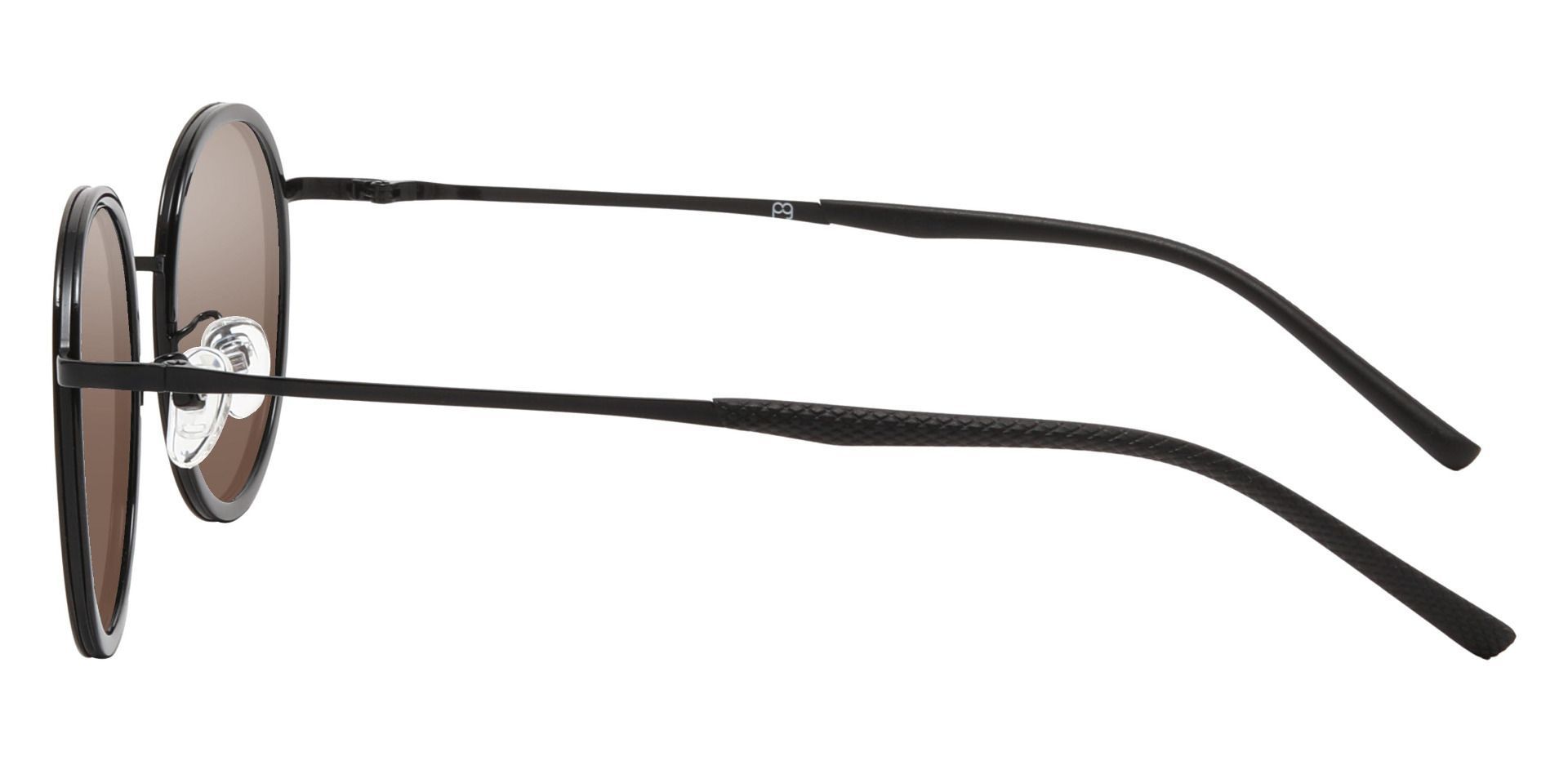 Brunswick Round Non-Rx Sunglasses - Black Frame With Brown Lenses