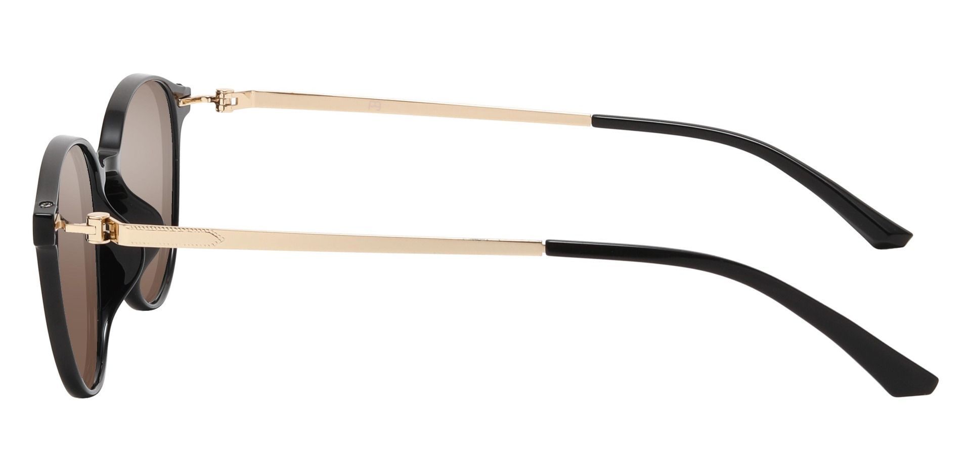 Springer Round Lined Bifocal Sunglasses - Black Frame With Brown Lenses