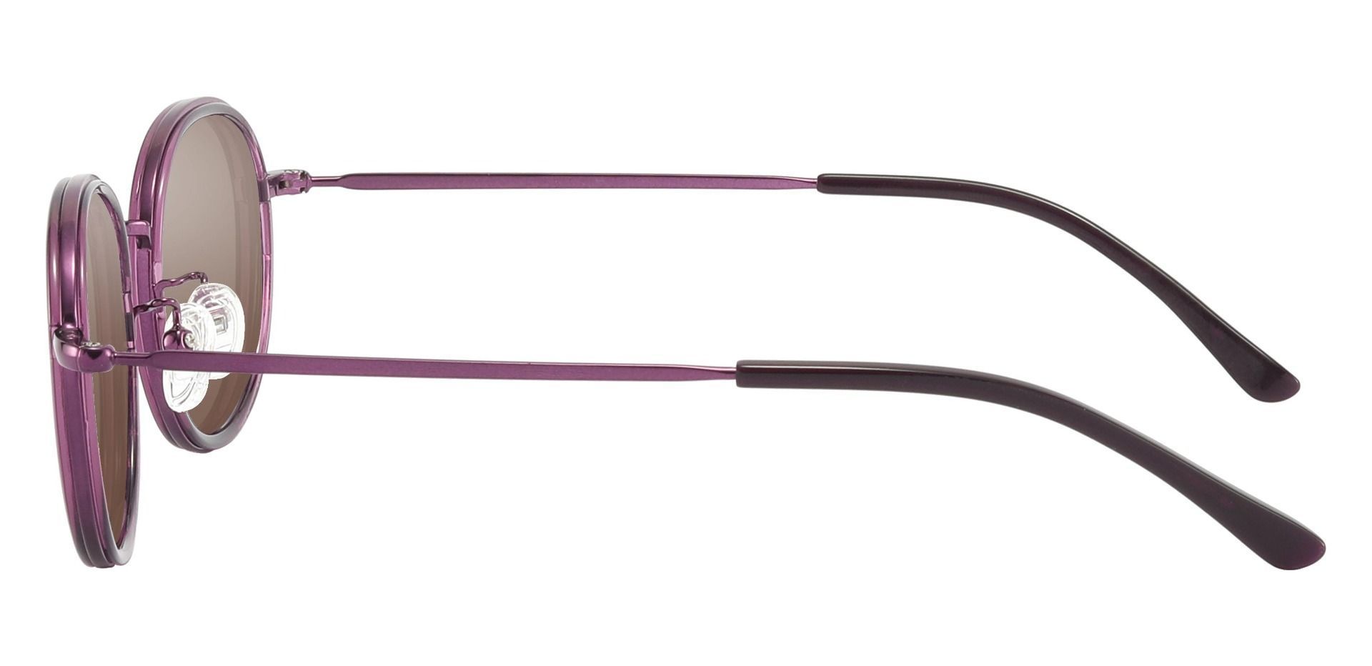 Eden Round Non-Rx Sunglasses - Purple Frame With Brown Lenses