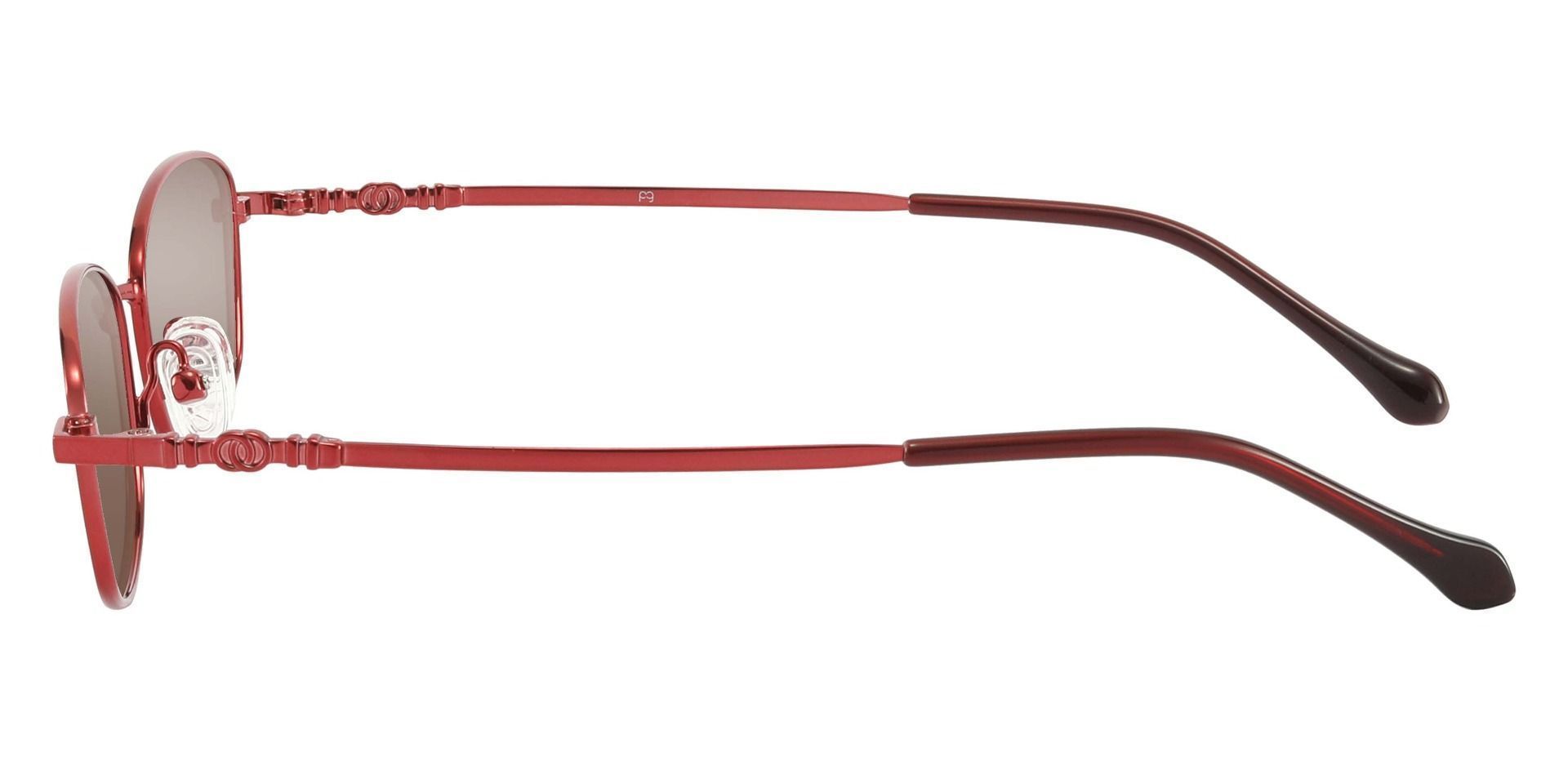 Naples Rectangle Progressive Sunglasses - Red Frame With Brown Lenses