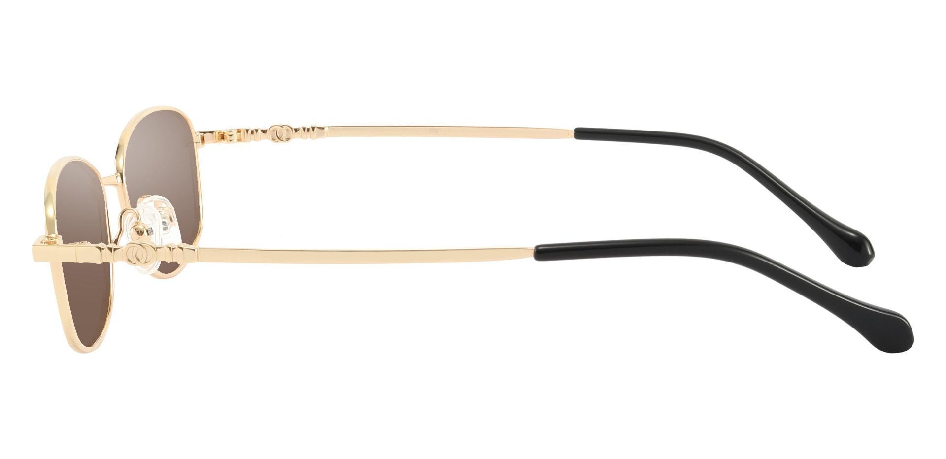 Naples Rectangle Non-Rx Sunglasses - Gold Frame With Brown Lenses