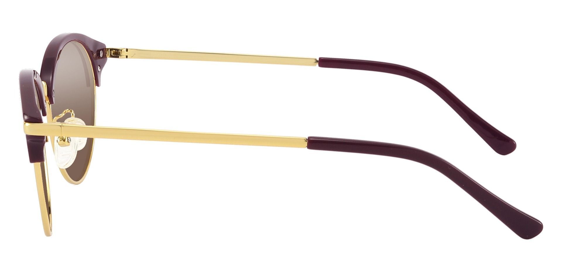 Catskill Browline Lined Bifocal Sunglasses - Purple Frame With Brown Lenses