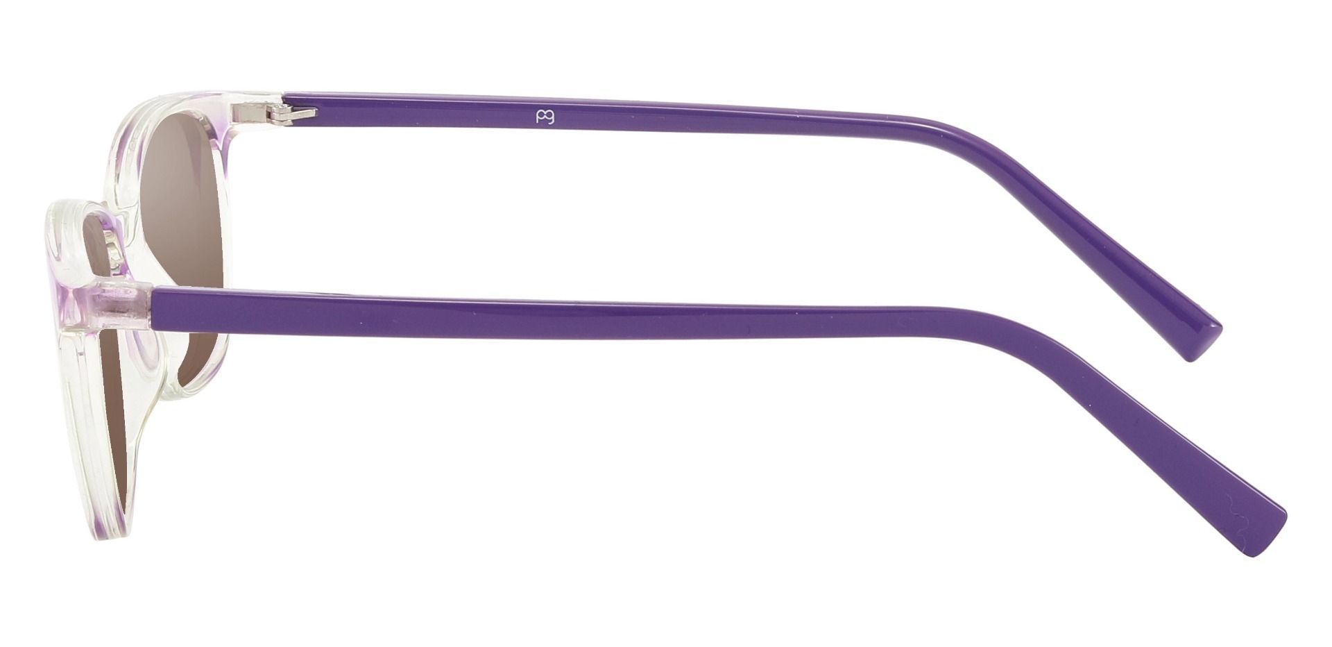 Bravo Rectangle Prescription Sunglasses - Purple Frame With Brown Lenses