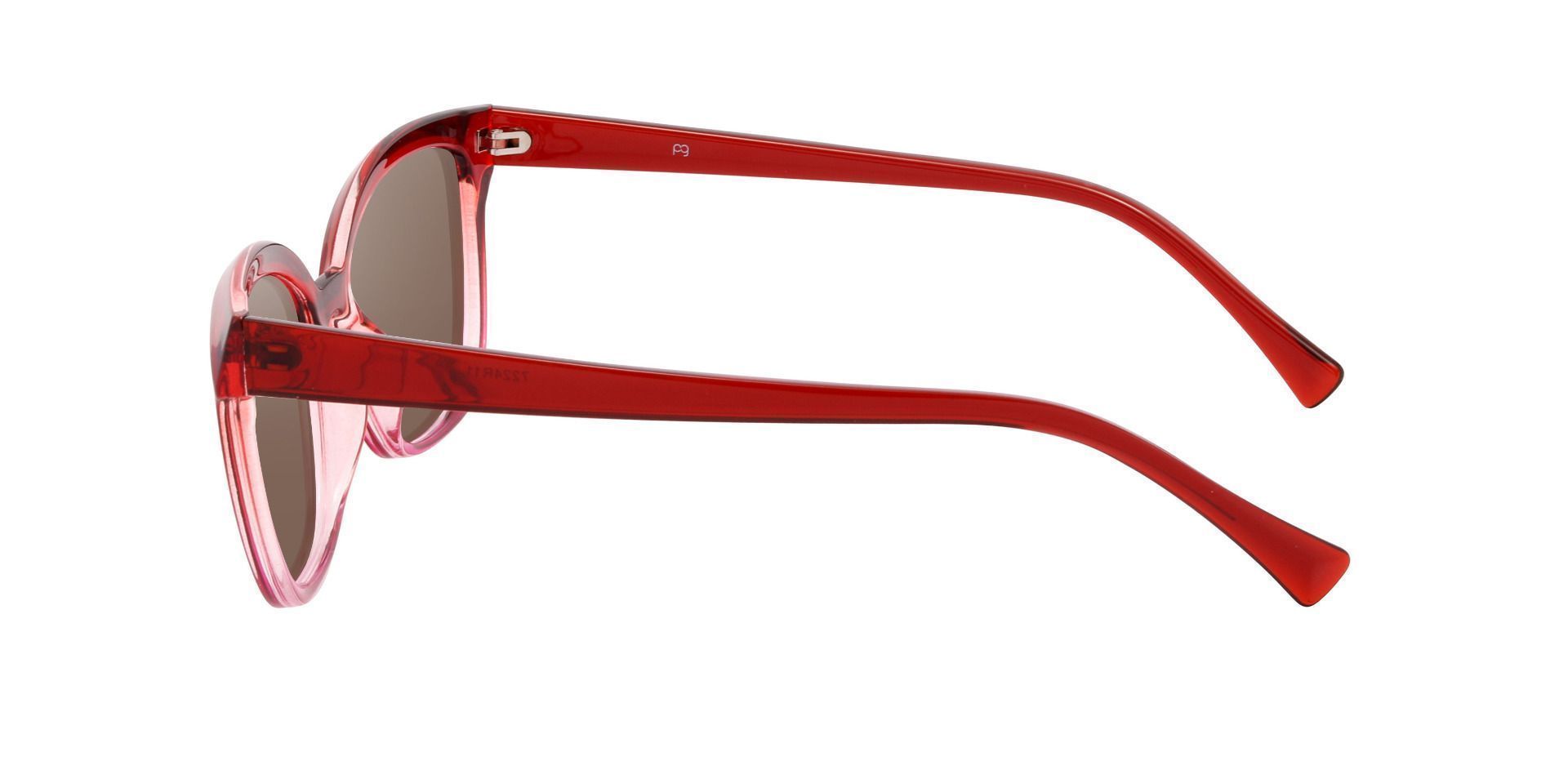 Nashville Cat Eye Prescription Sunglasses - Red Frame With Brown Lenses