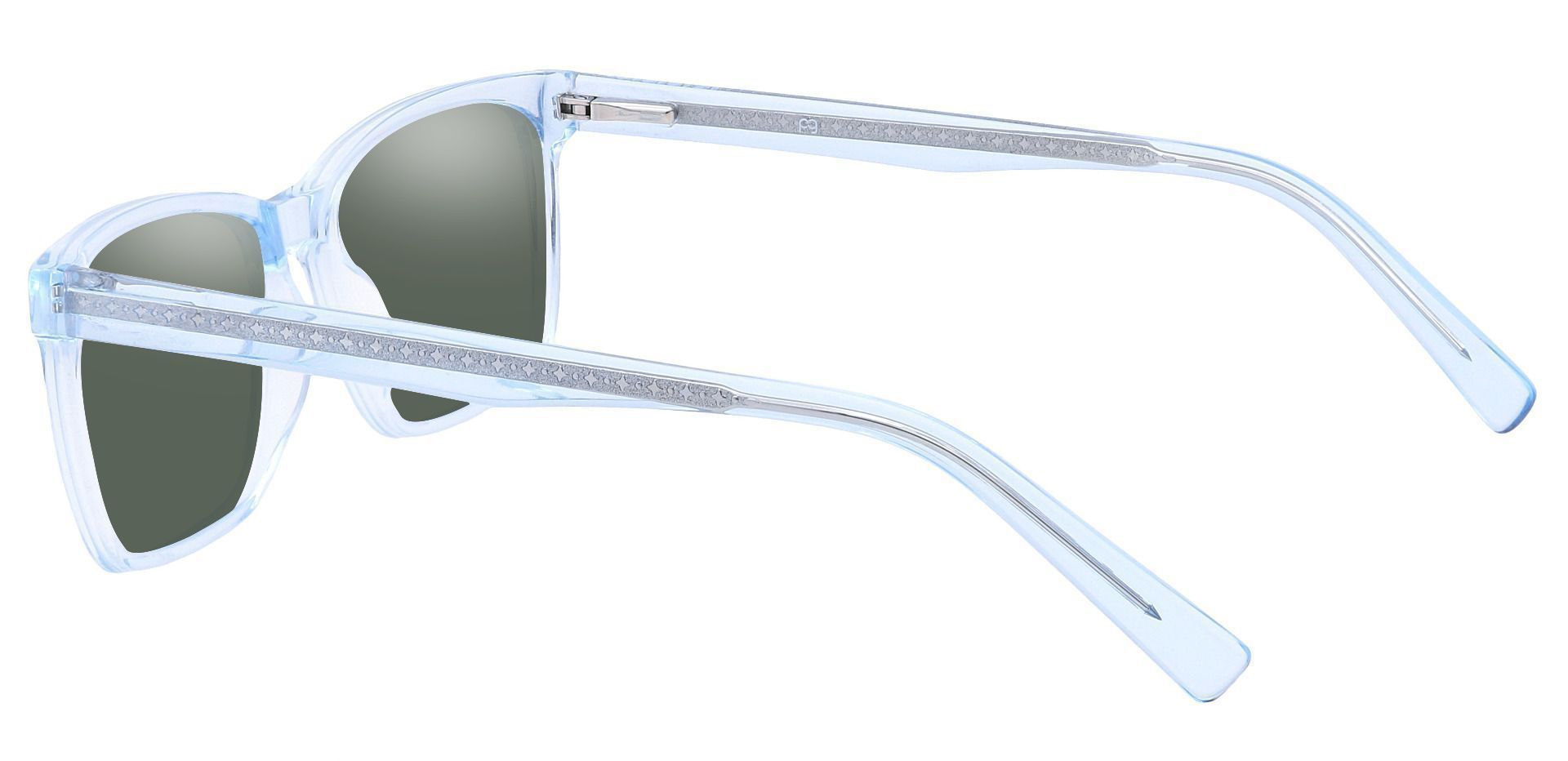 Galaxy Rectangle Prescription Sunglasses - Blue Frame With Green Lenses