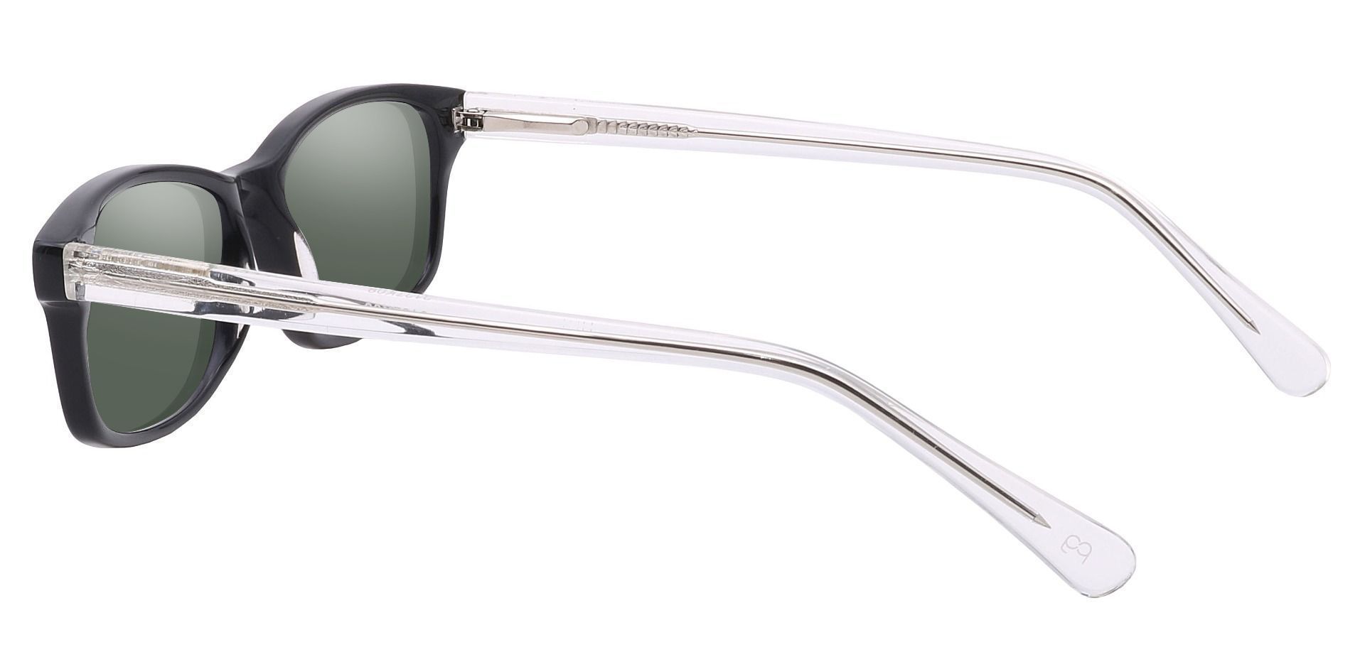 Olmstead Rectangle Prescription Sunglasses - Black Frame With Green Lenses