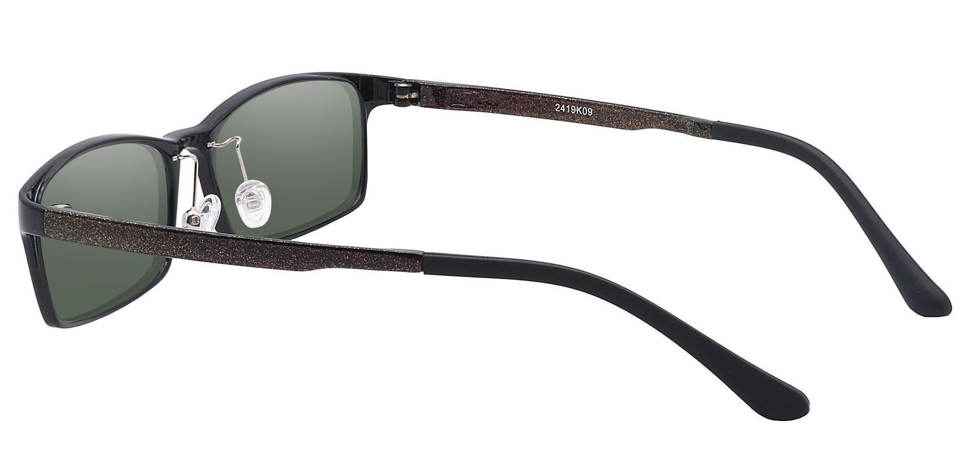 Hydra Rectangle Prescription Sunglasses - Black Frame With Green Lenses