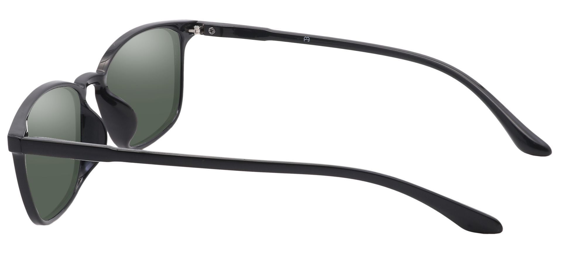 Cabo Oval Prescription Sunglasses Black Frame With Green Lenses