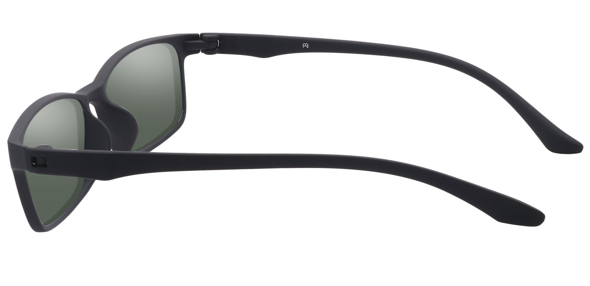 Wichita Rectangle Prescription Sunglasses - Black Frame With Green Lenses