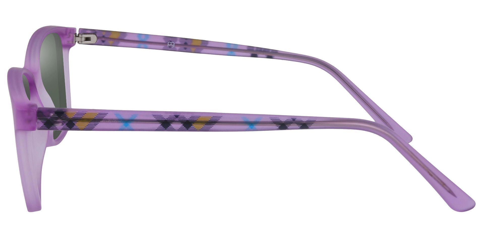 Argyle Rectangle Prescription Sunglasses - Purple Frame With Green Lenses