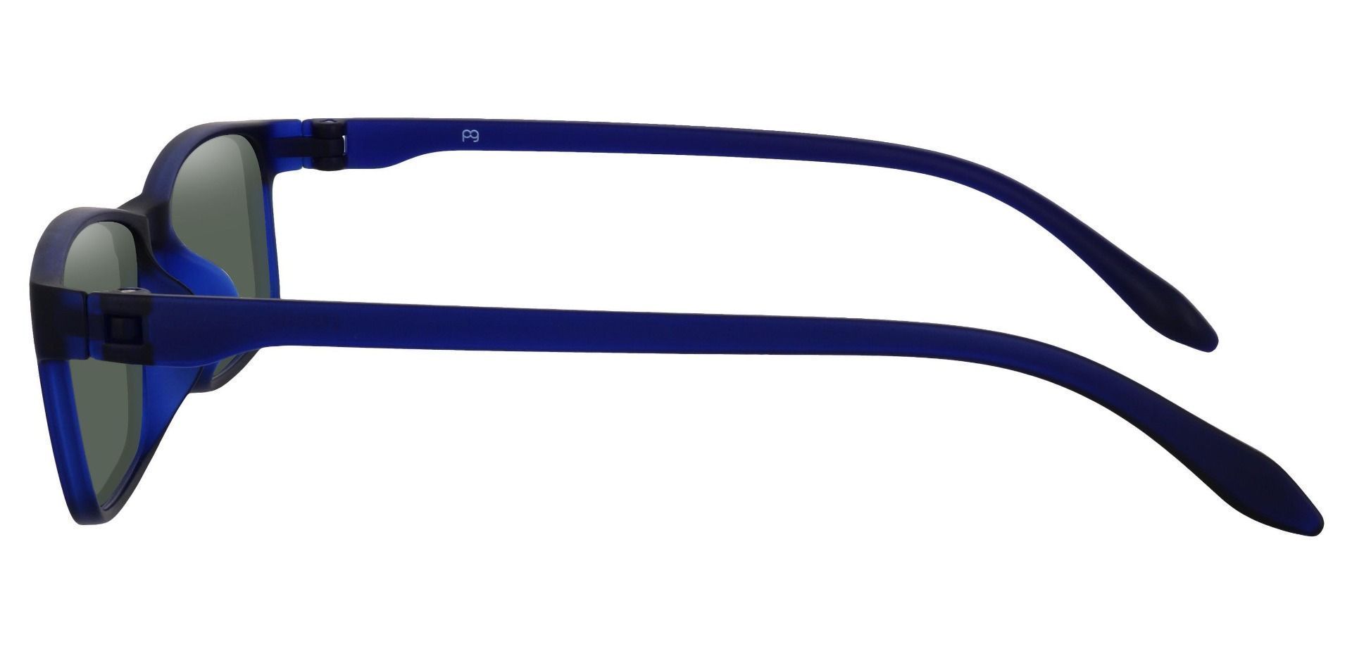 Candice Rectangle Prescription Sunglasses - Blue Frame With Green Lenses