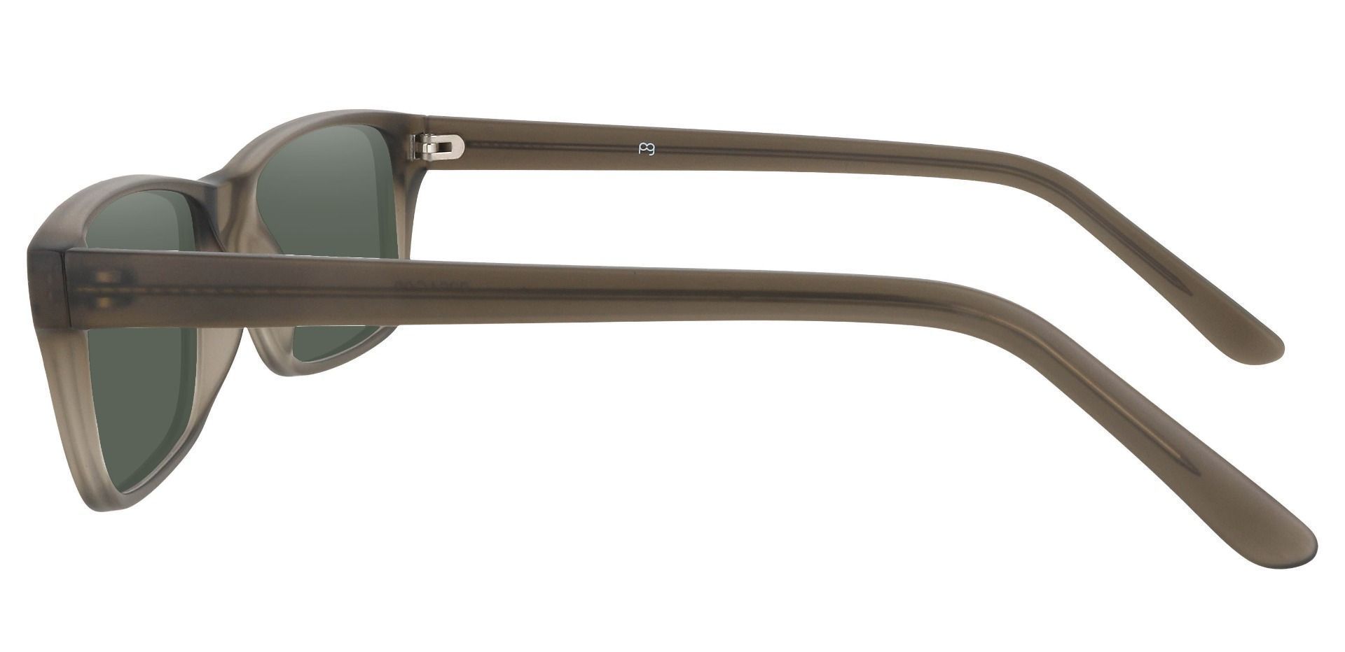 Fabian Rectangle Prescription Sunglasses - Gray Frame With Green Lenses