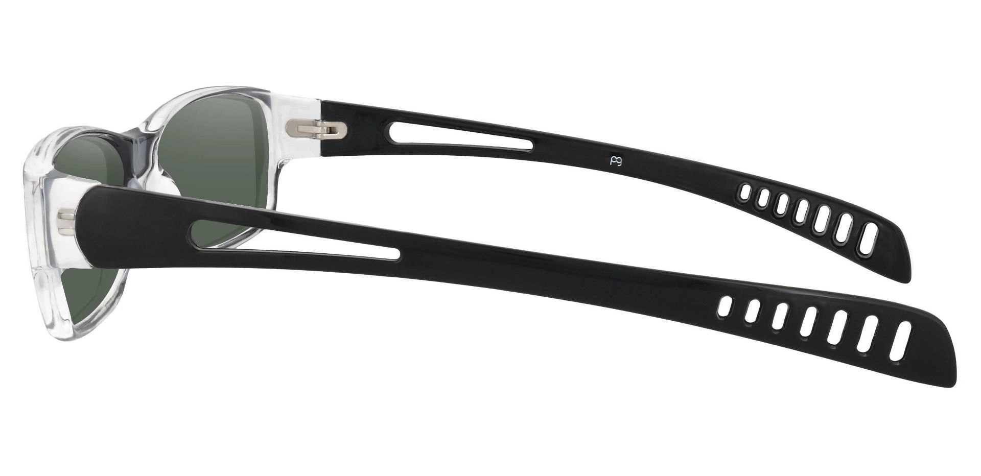 Mercury Rectangle Prescription Sunglasses - Gray Frame With Green Lenses