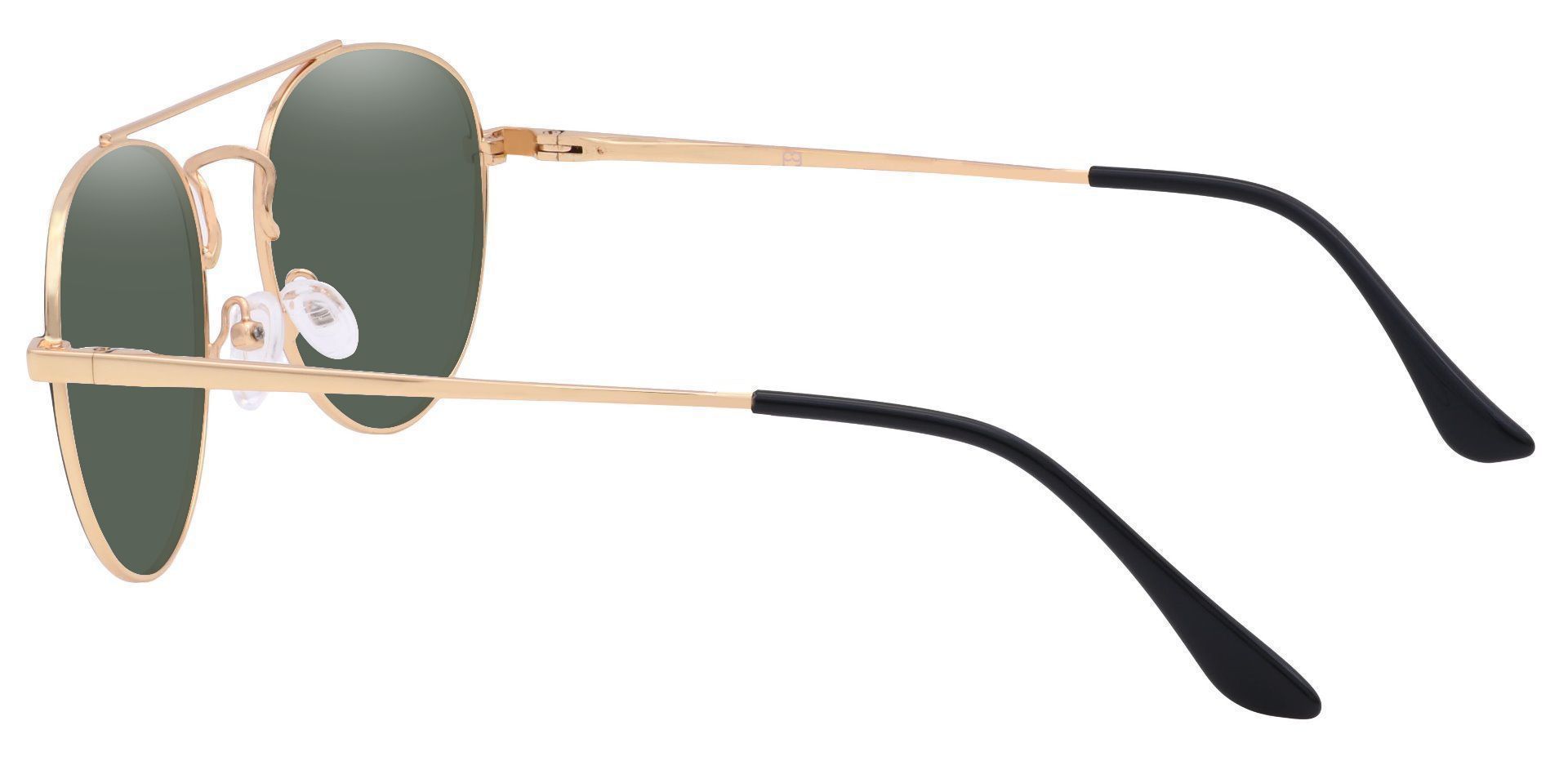 Trapp Aviator Prescription Sunglasses - Gold Frame With Green Lenses
