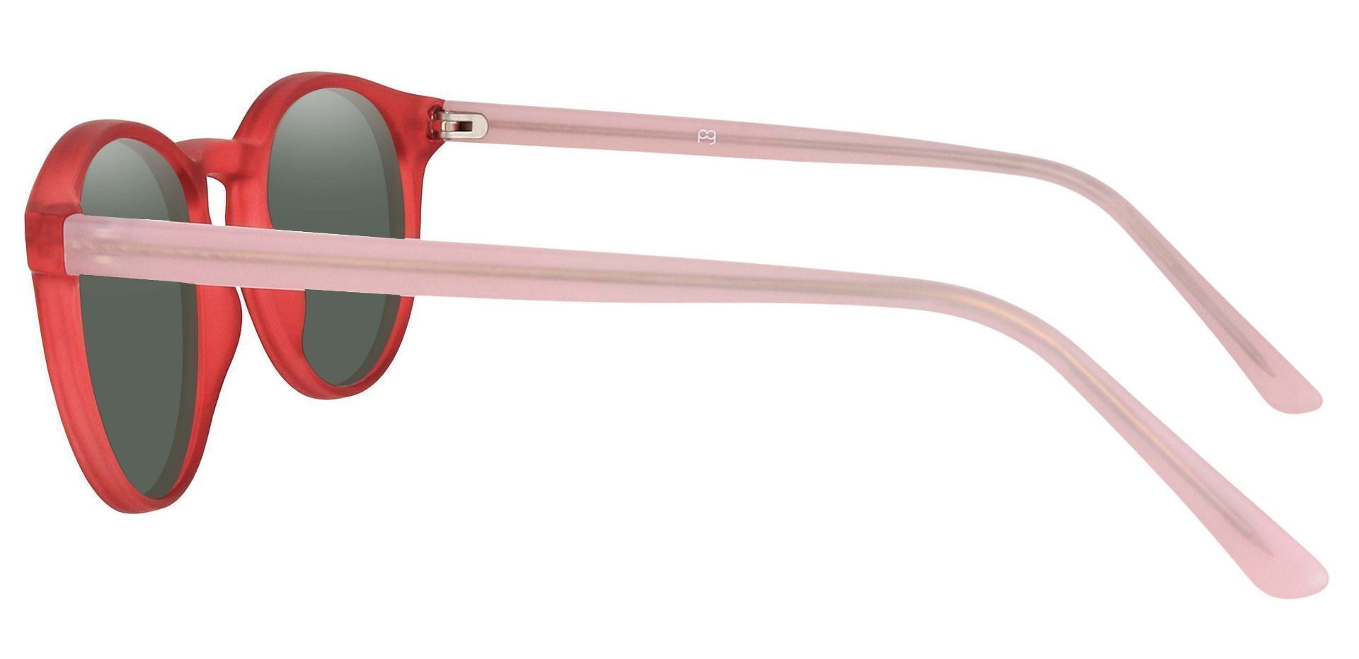 Harmony Oval Prescription Sunglasses - Red Frame With Green Lenses