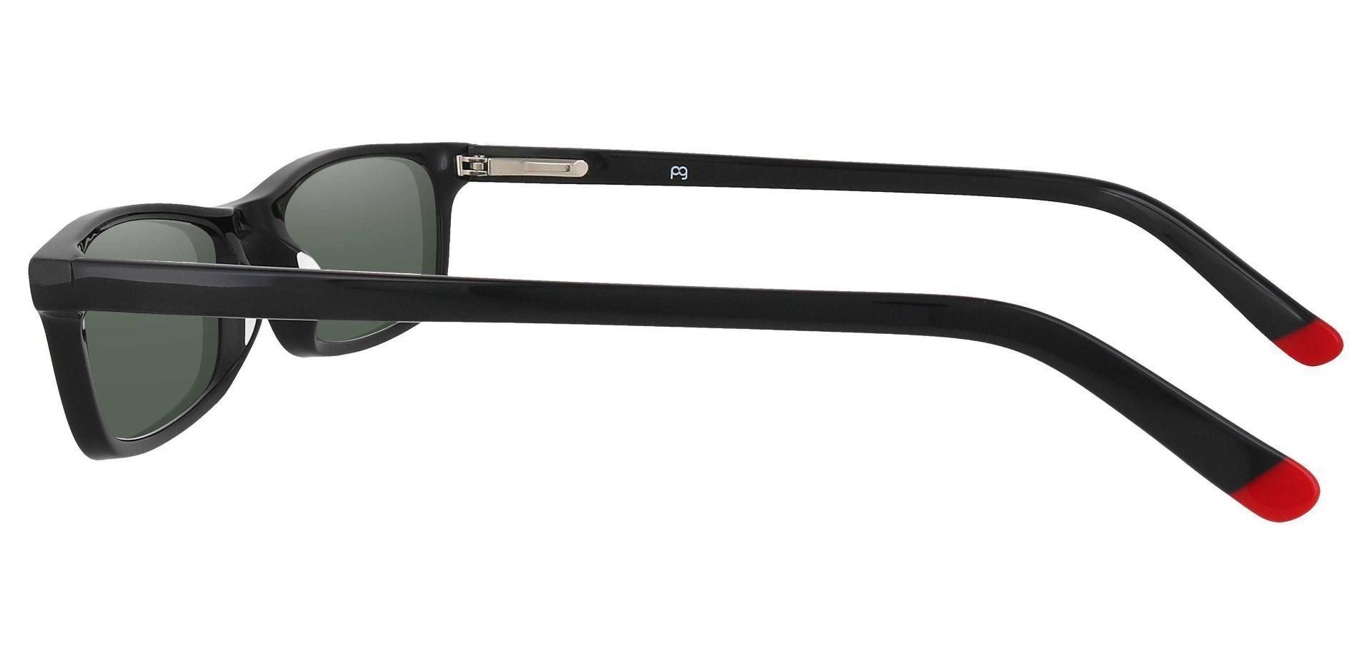 Palisades Rectangle Non-Rx Sunglasses - Black Frame With Green Lenses