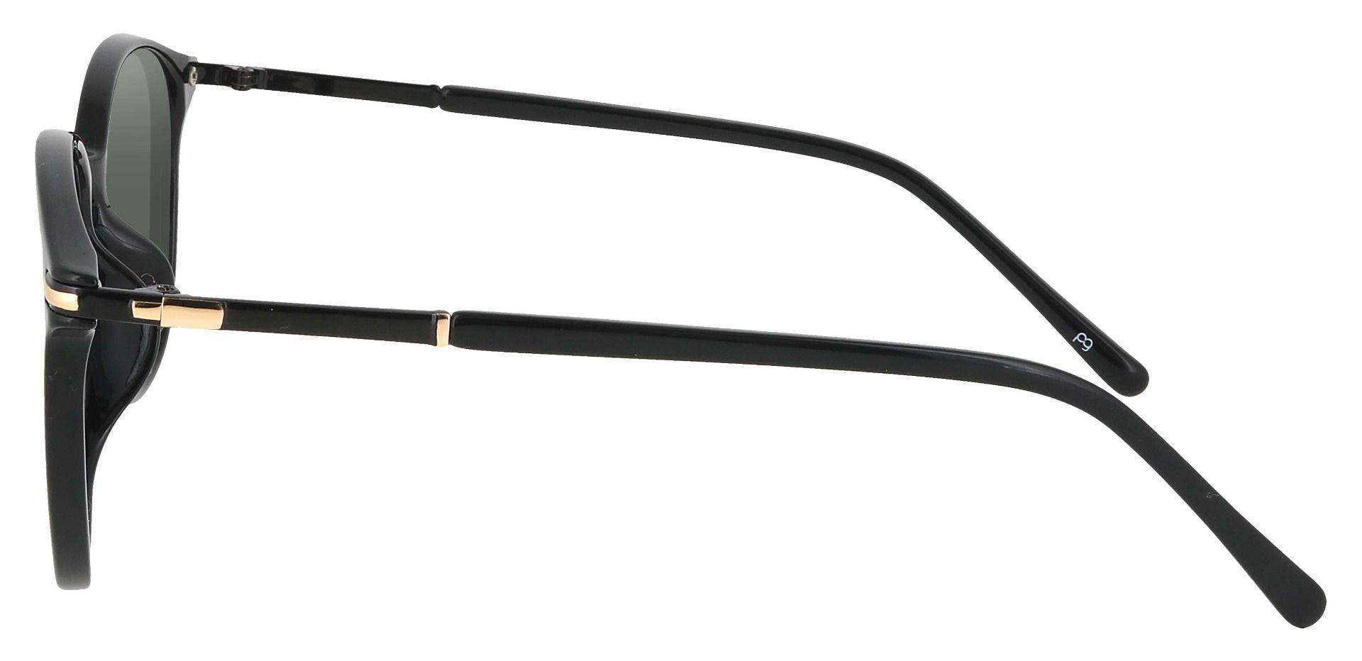 Danbury Oval Reading Sunglasses - Black Frame With Green Lenses
