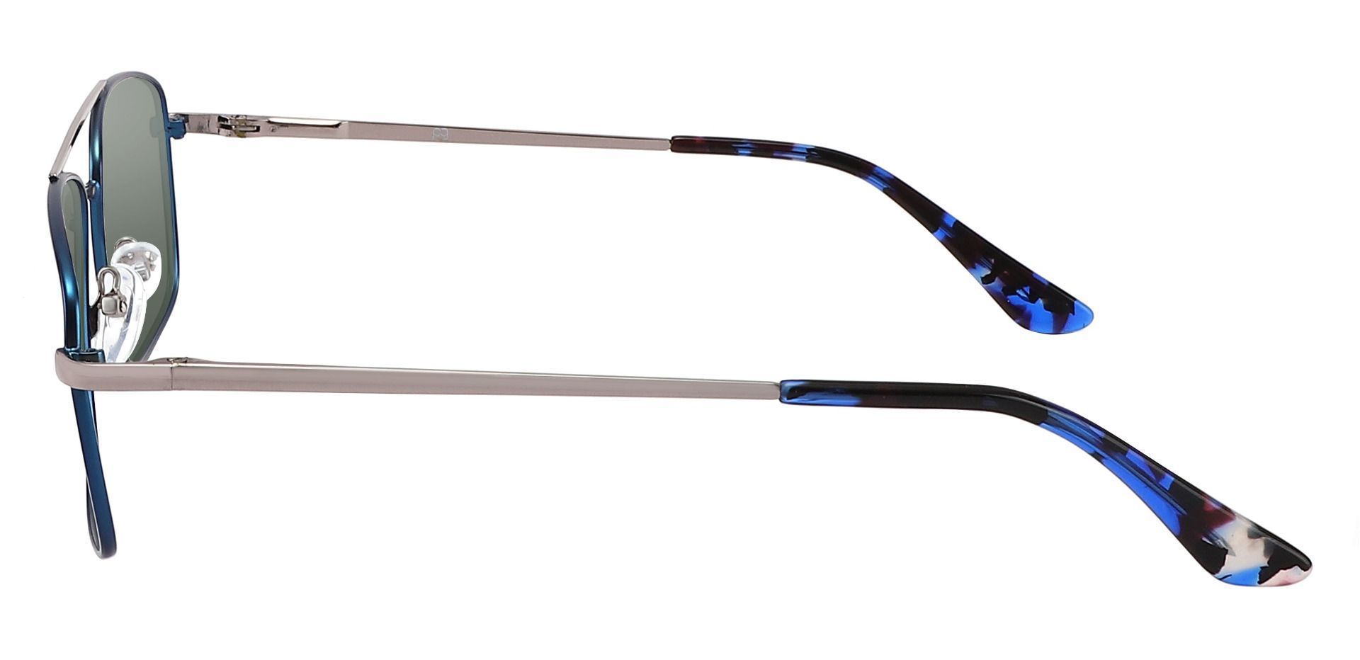 Hiram Aviator Progressive Sunglasses - Blue Frame With Green Lenses