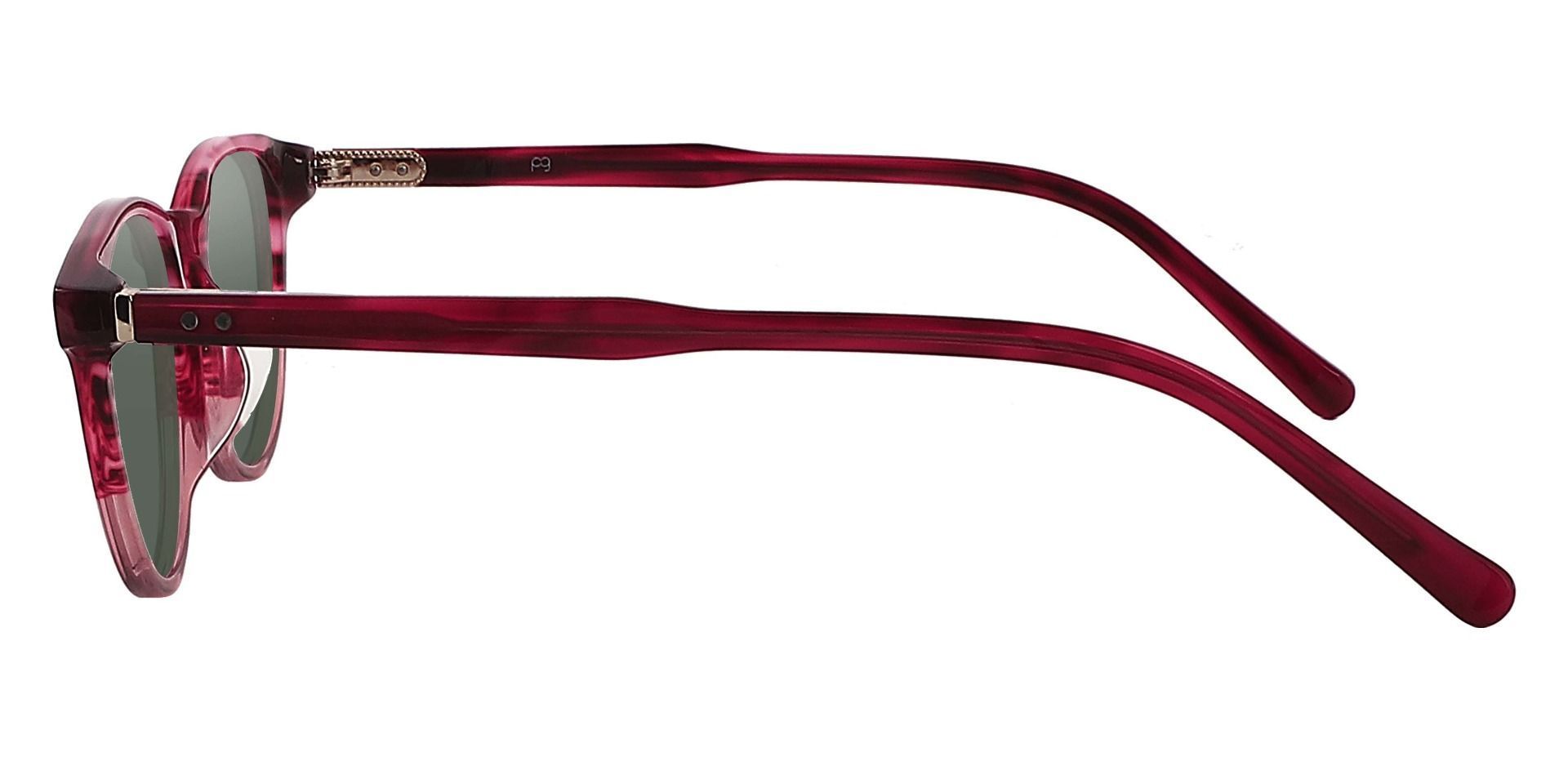 Marianna Oval Non-Rx Sunglasses - Red Frame With Green Lenses