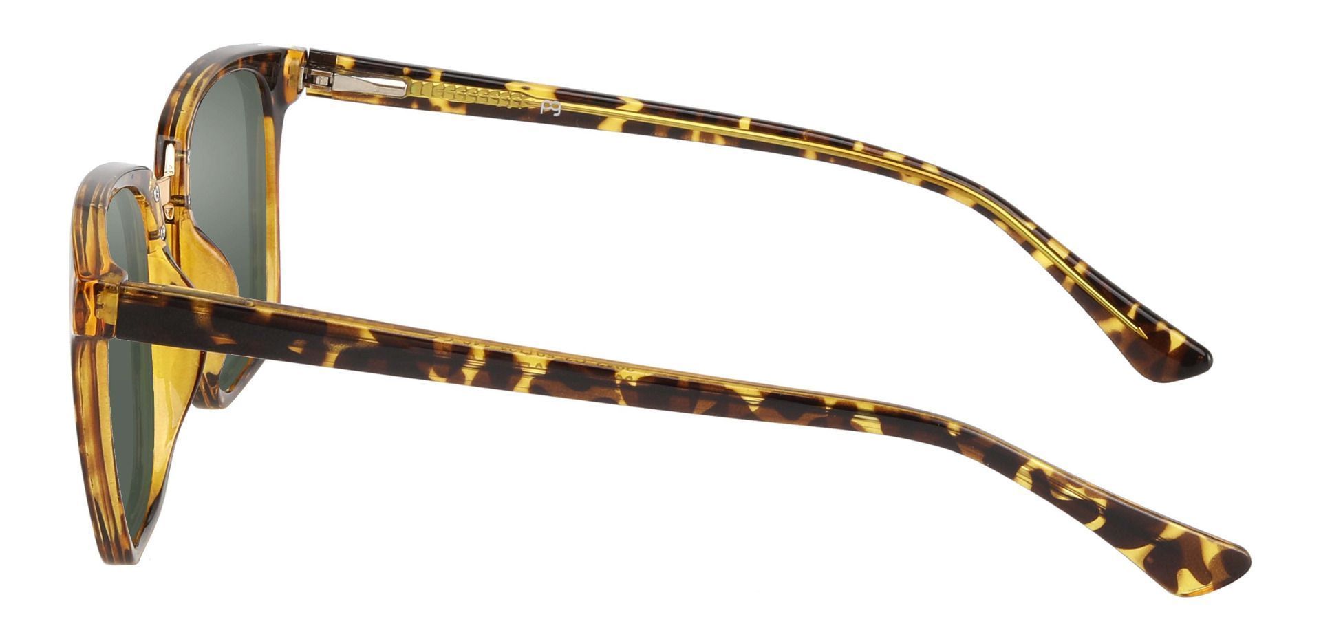 Delta Square Progressive Sunglasses - Tortoise Frame With Green Lenses