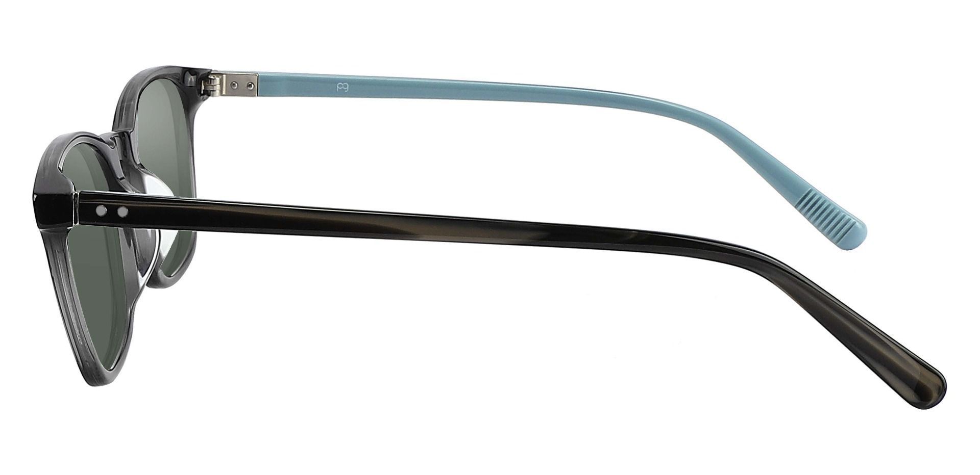Alonzo Square Prescription Sunglasses - Gray Frame With Green Lenses