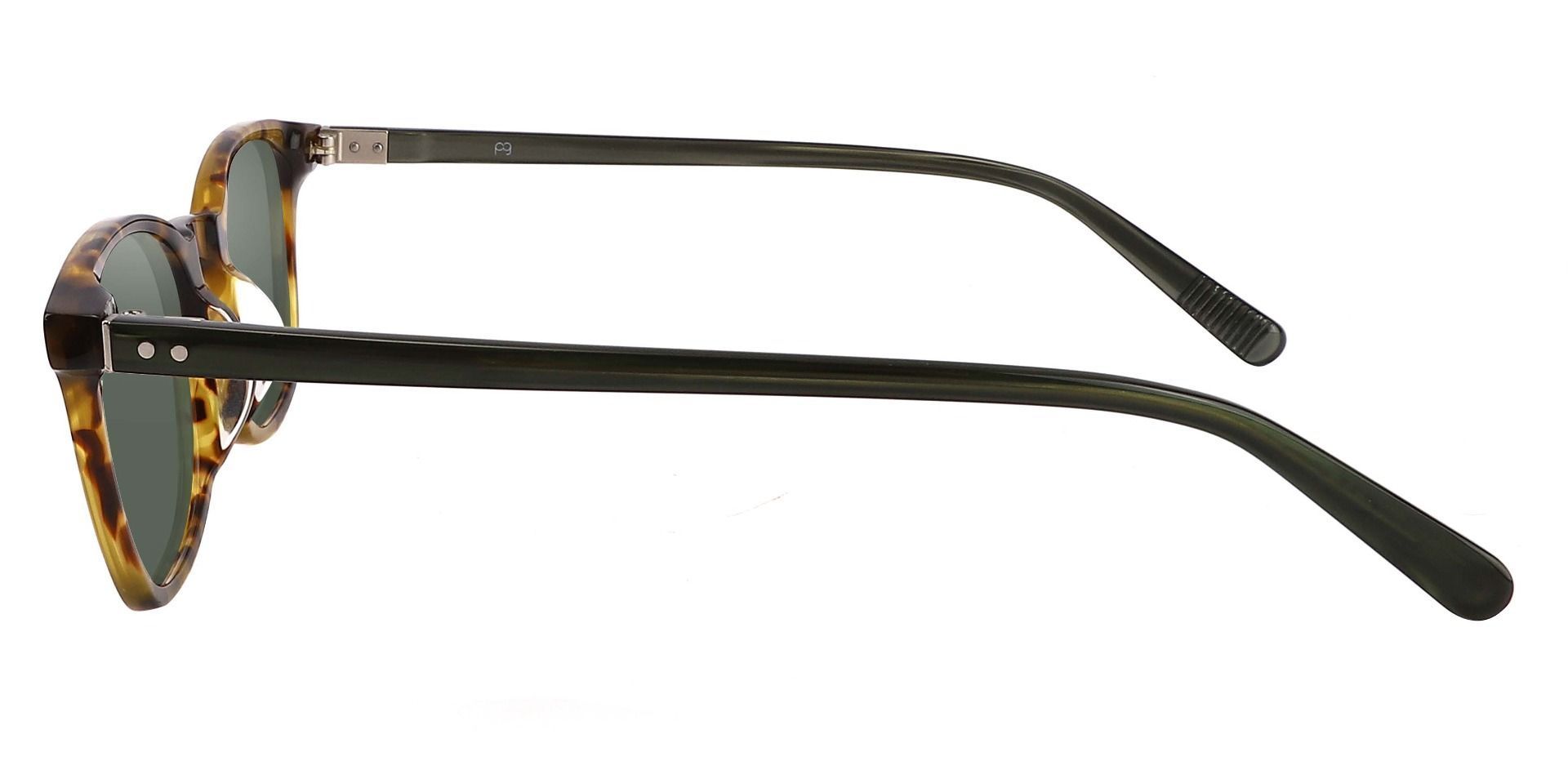 Alonzo Square Prescription Sunglasses - Tortoise Frame With Green Lenses
