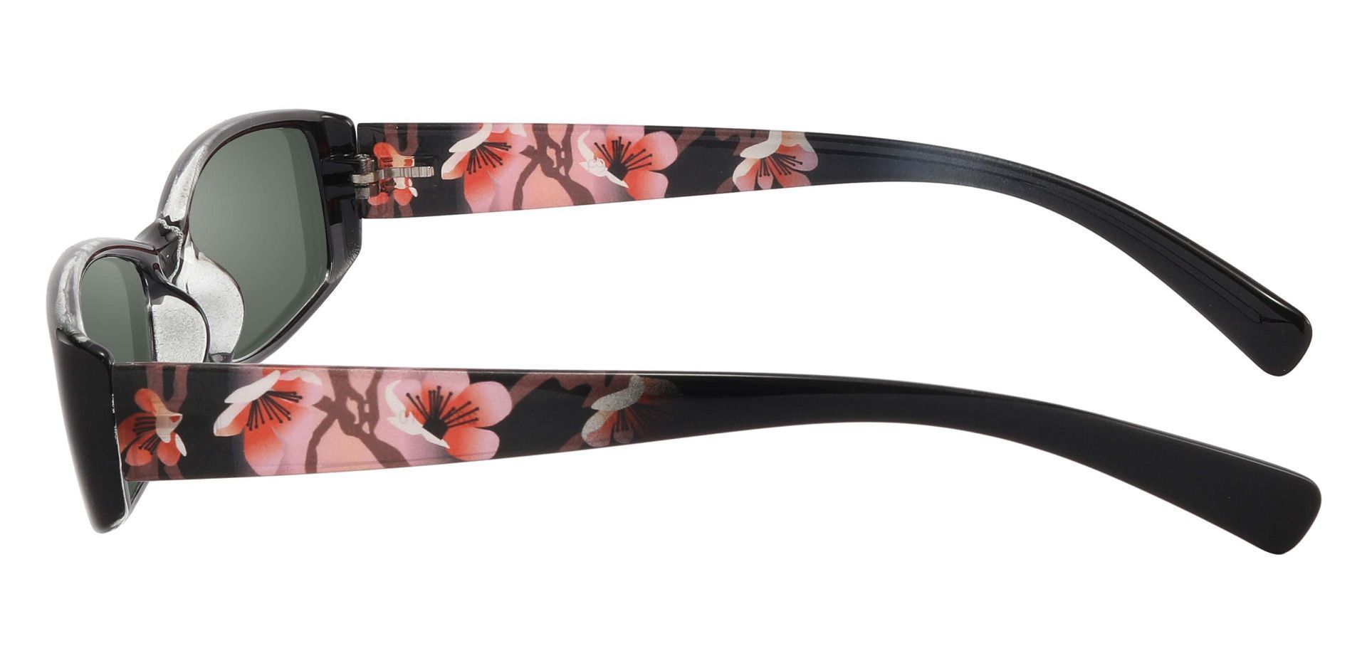 Medora Rectangle Non-Rx Sunglasses - Black Frame With Green Lenses