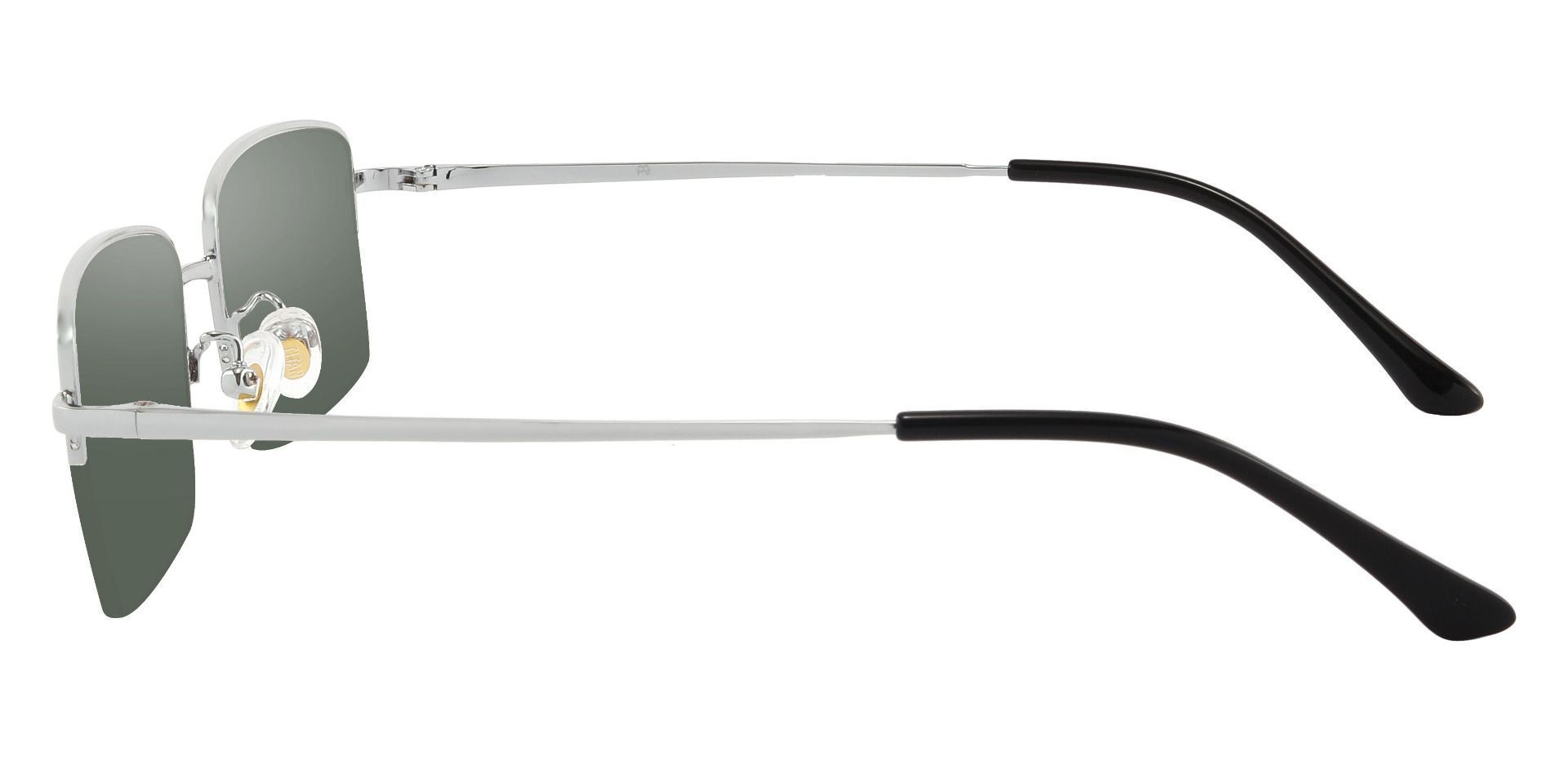 Bellmont Rectangle Progressive Sunglasses - Silver Frame With Green Lenses