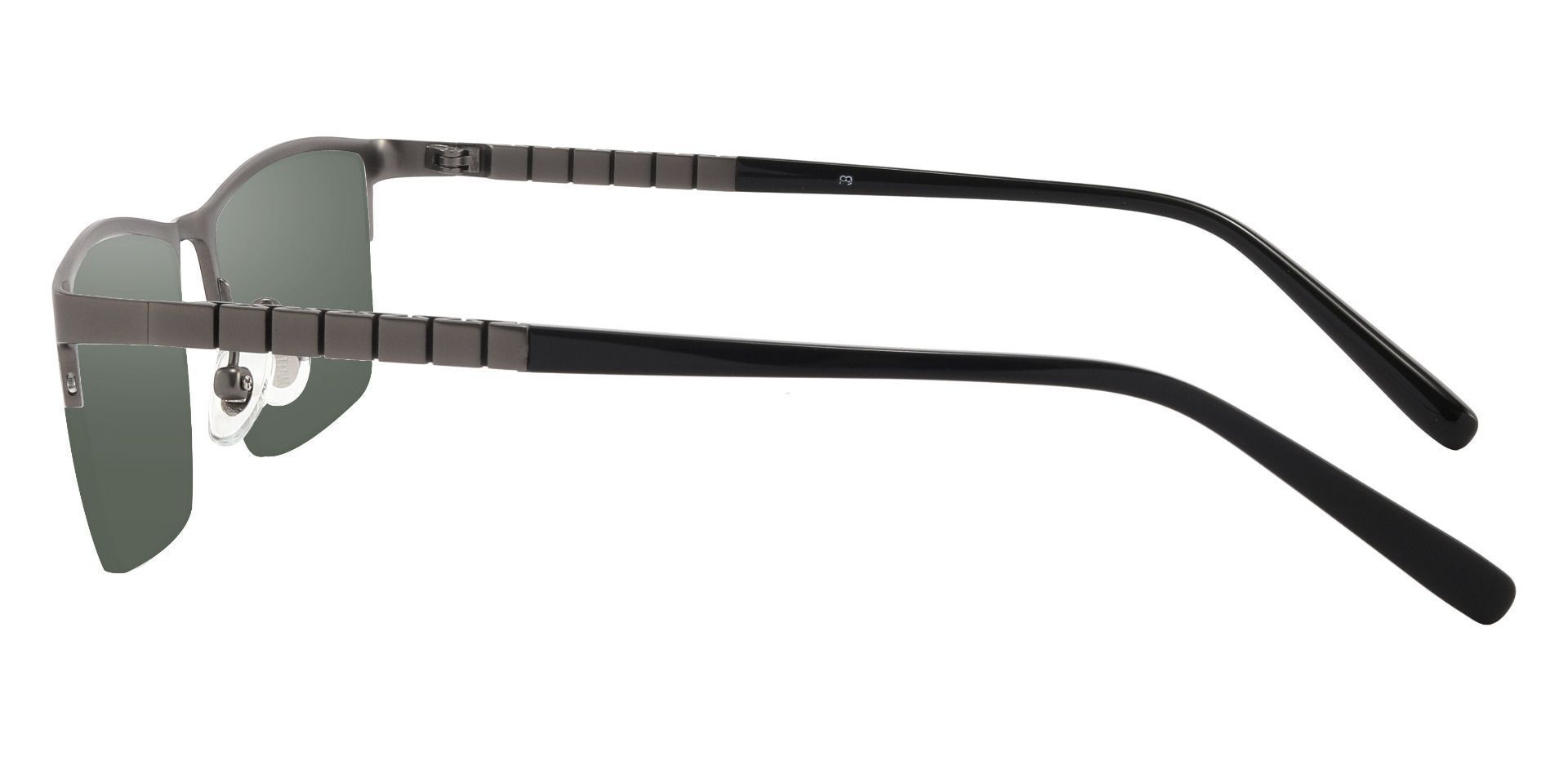 Maine Rectangle Progressive Sunglasses - Gray Frame With Green Lenses