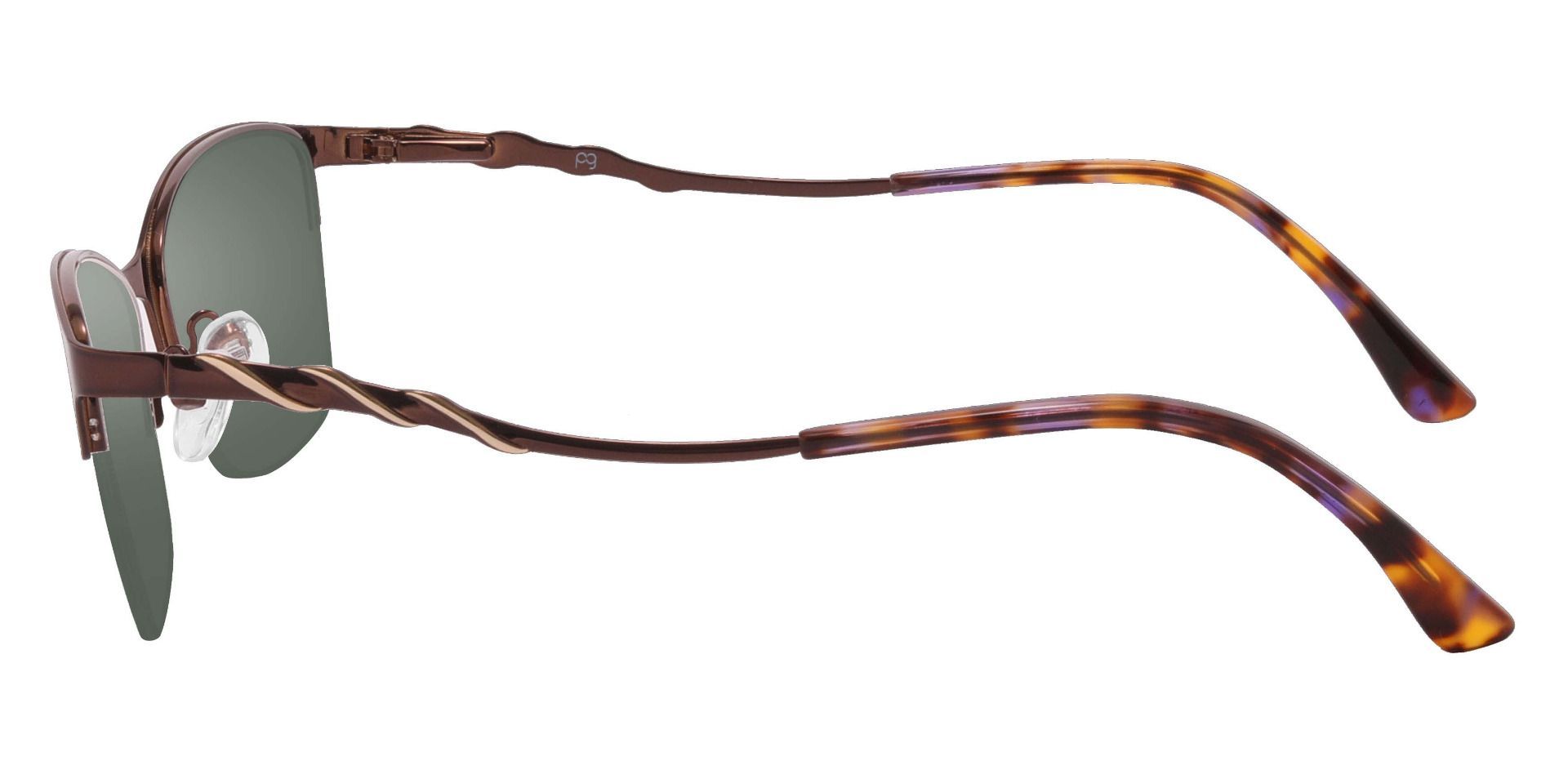 Milan Browline Lined Bifocal Sunglasses - Brown Frame With Green Lenses