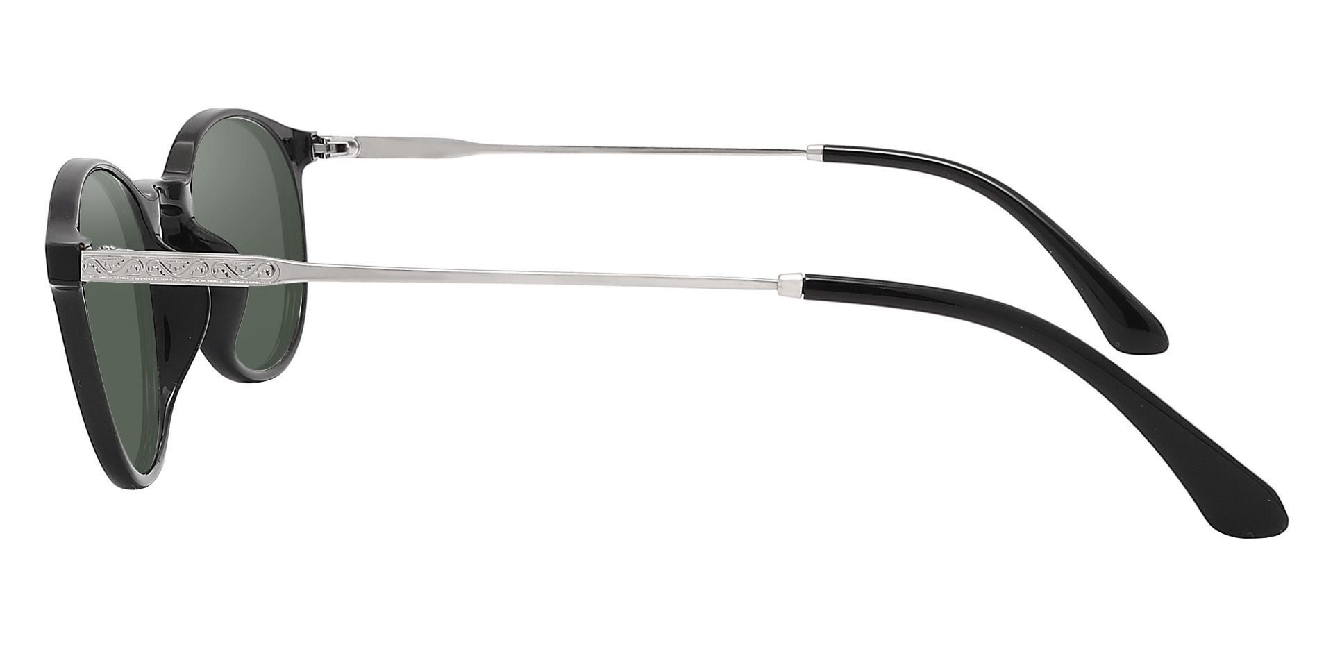Felton Oval Lined Bifocal Sunglasses - Black Frame With Green Lenses