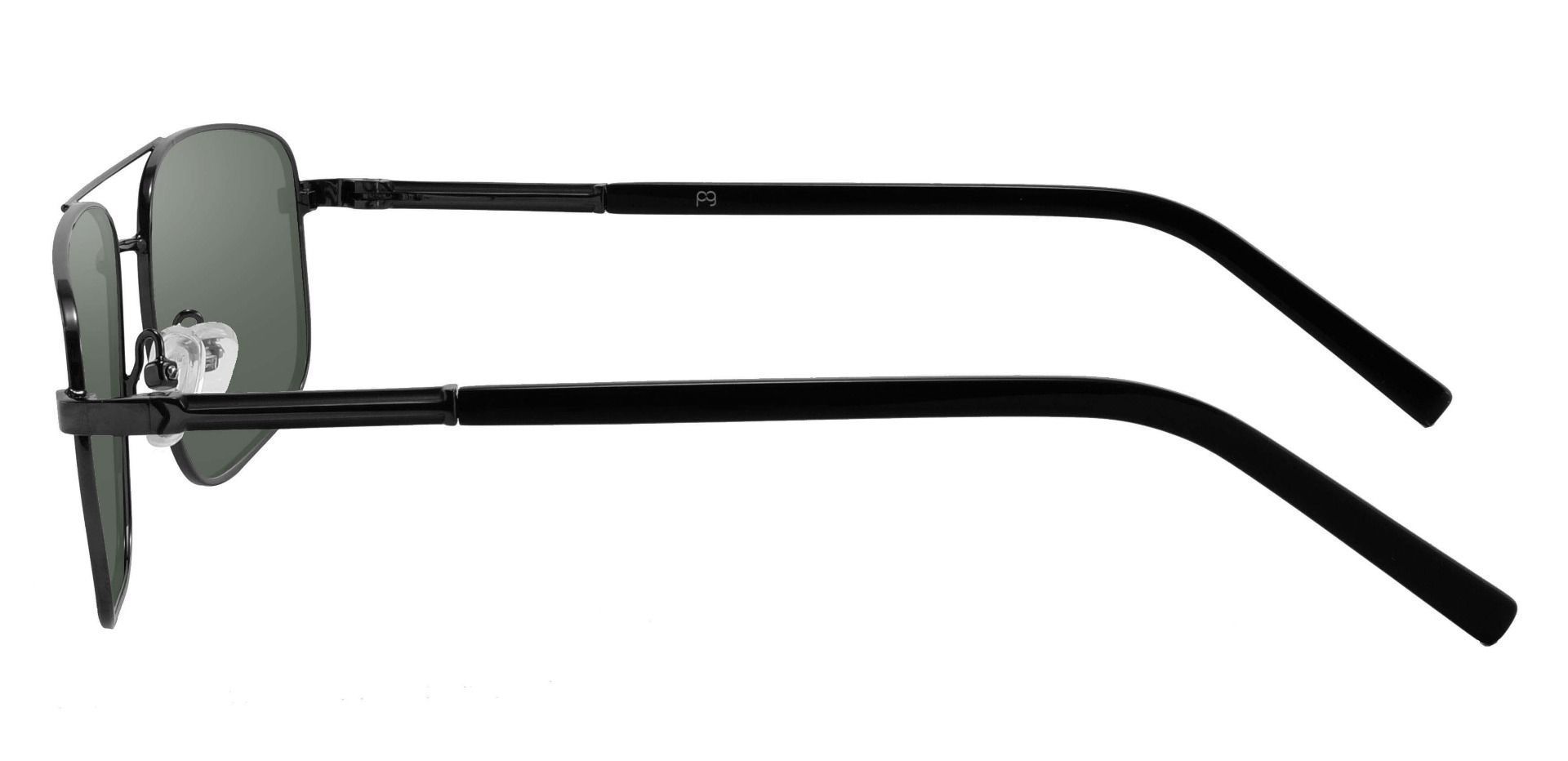 Davenport Aviator Lined Bifocal Sunglasses - Black Frame With Green Lenses