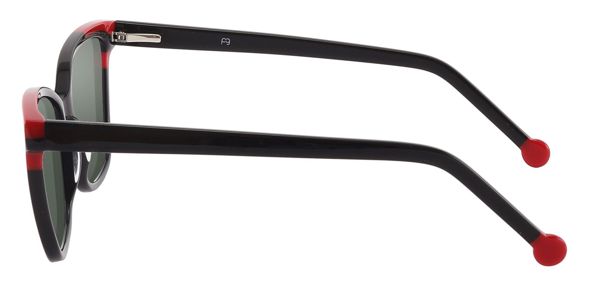 Shania Cat Eye Prescription Sunglasses - Black Frame With Green Lenses