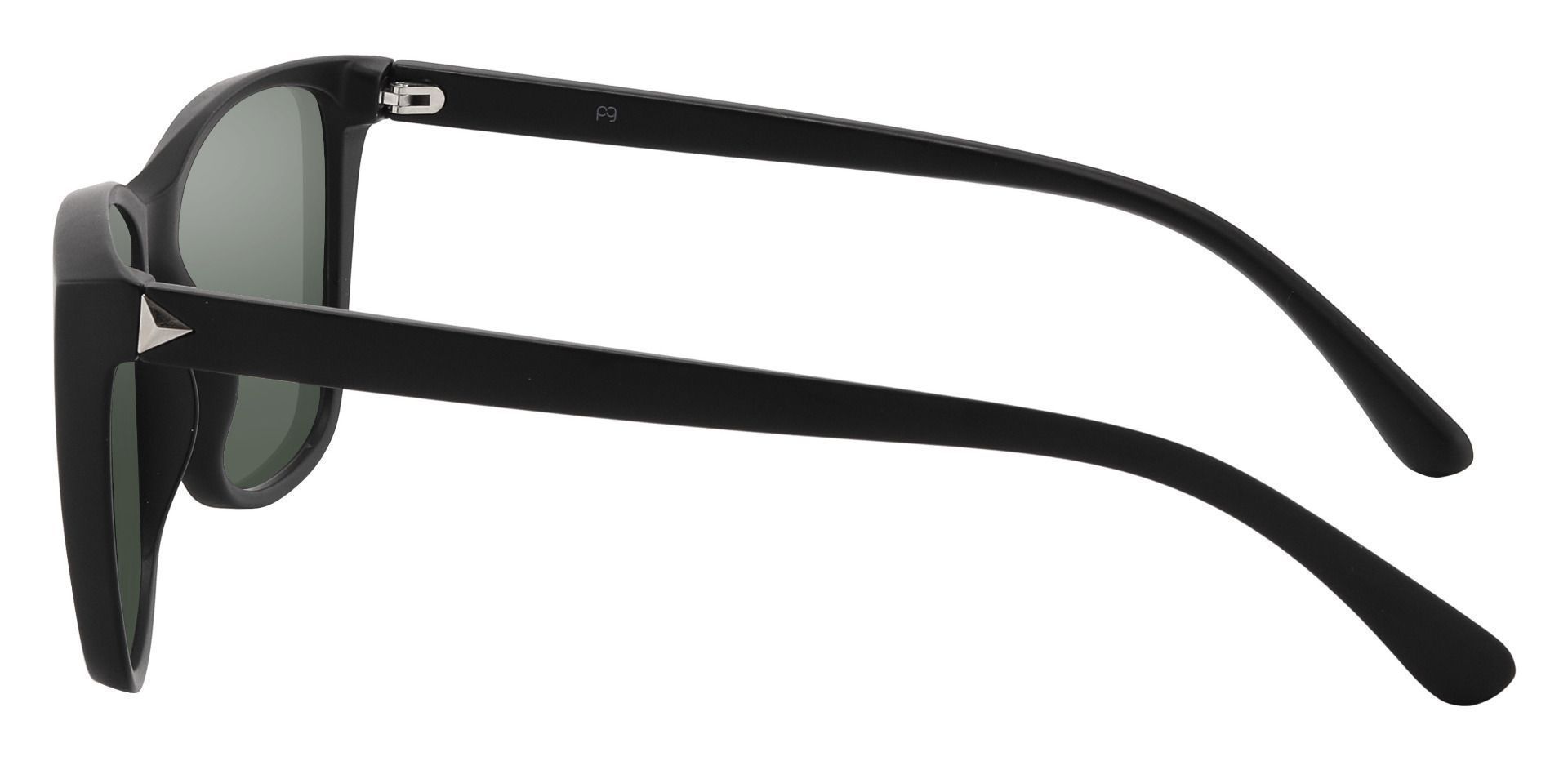 Taryn Square Prescription Sunglasses - Black Frame With Green Lenses