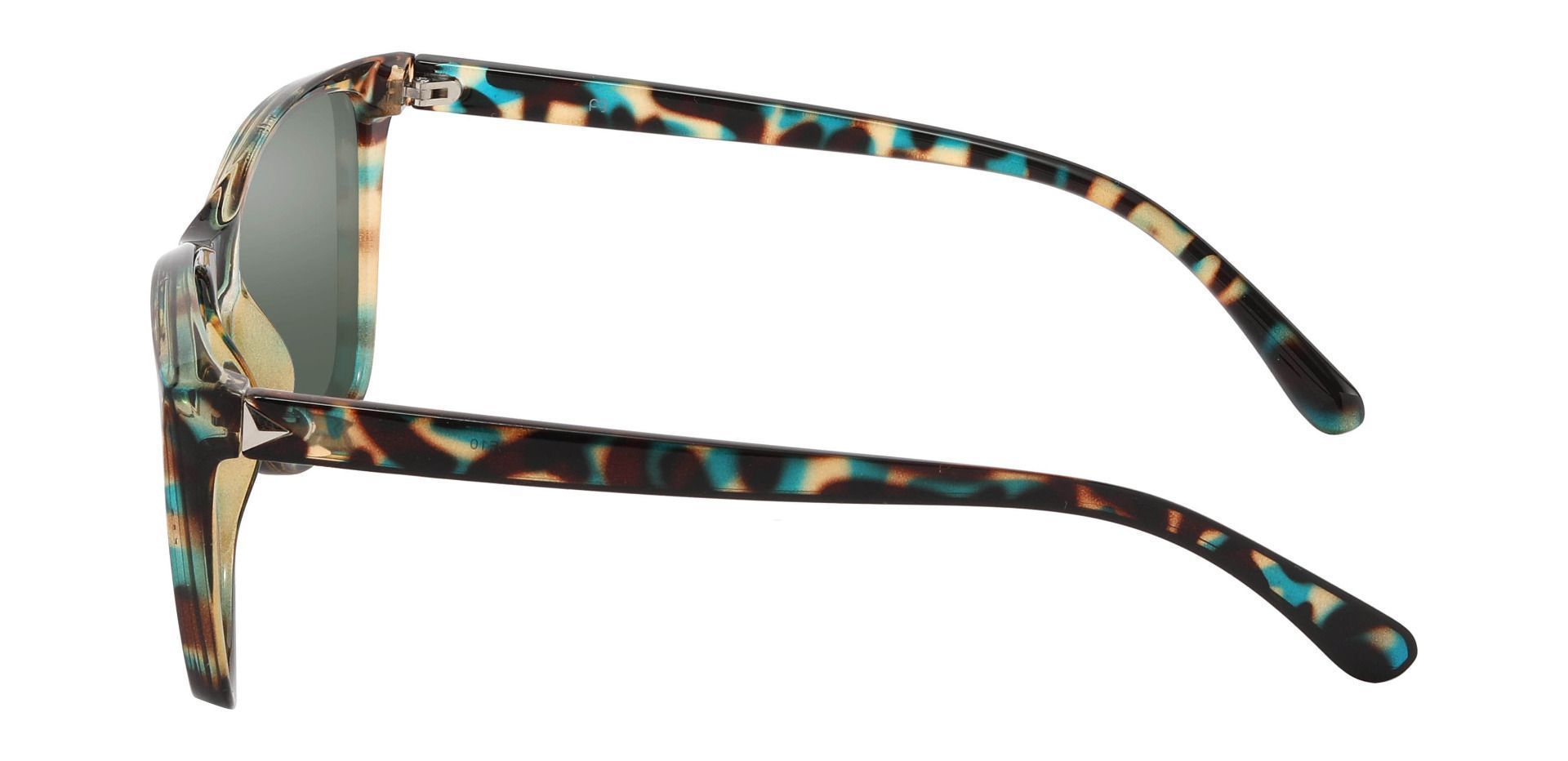 Taryn Square Prescription Sunglasses - Floral Frame With Green Lenses