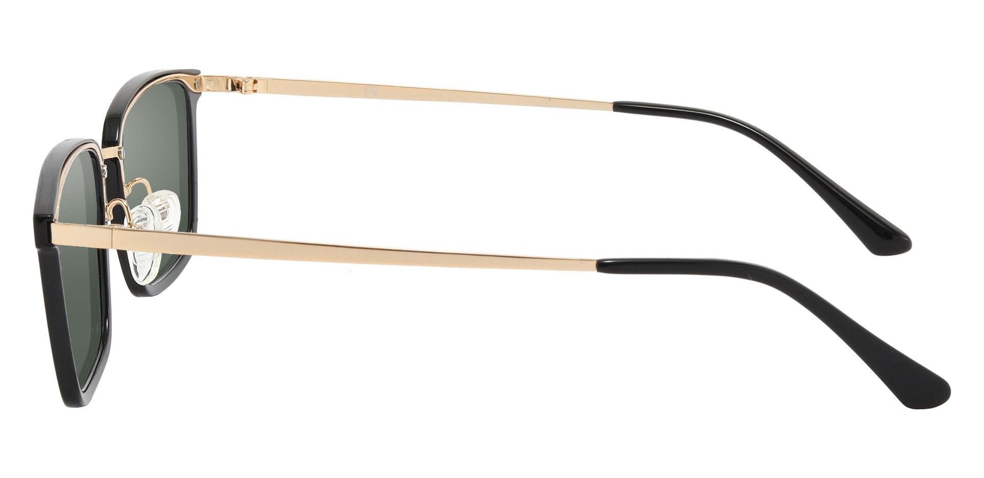 Henderson Rectangle Prescription Sunglasses Black Frame With Green Lenses Men's Sunglasses