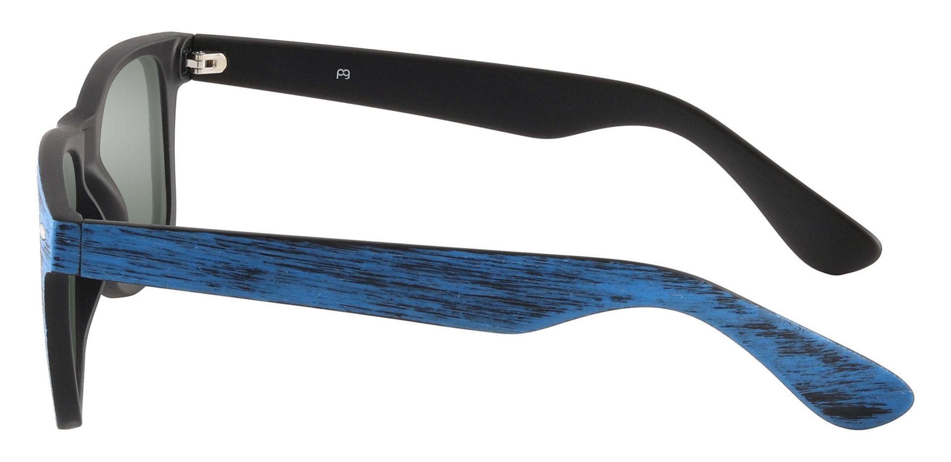 Paterson Square Prescription Sunglasses - Blue Frame With Green Lenses