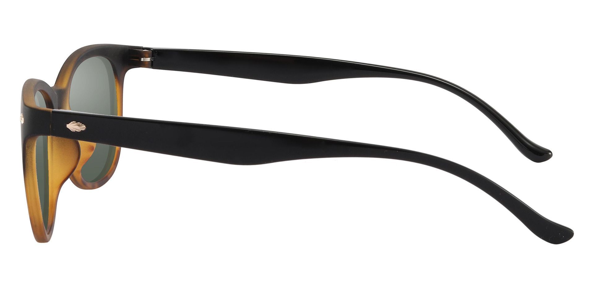 Pavilion Square Prescription Sunglasses - Black Frame With Green Lenses