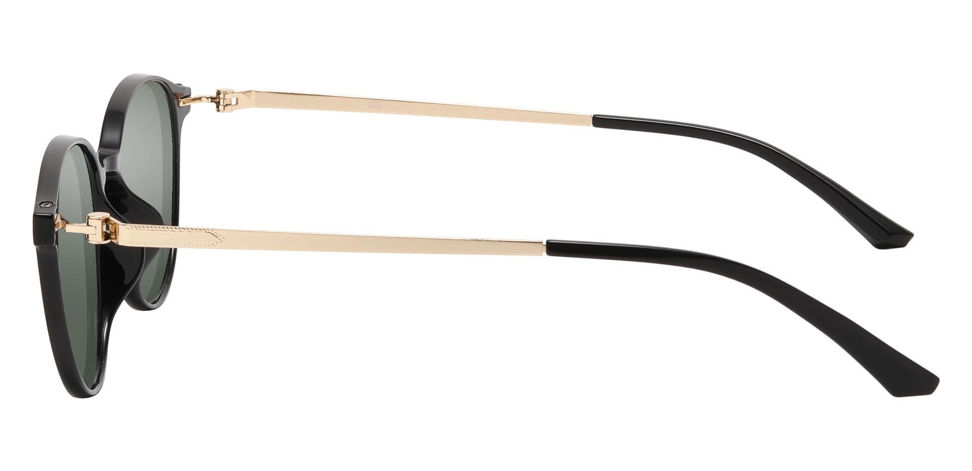 Springer Round Progressive Sunglasses - Black Frame With Green Lenses