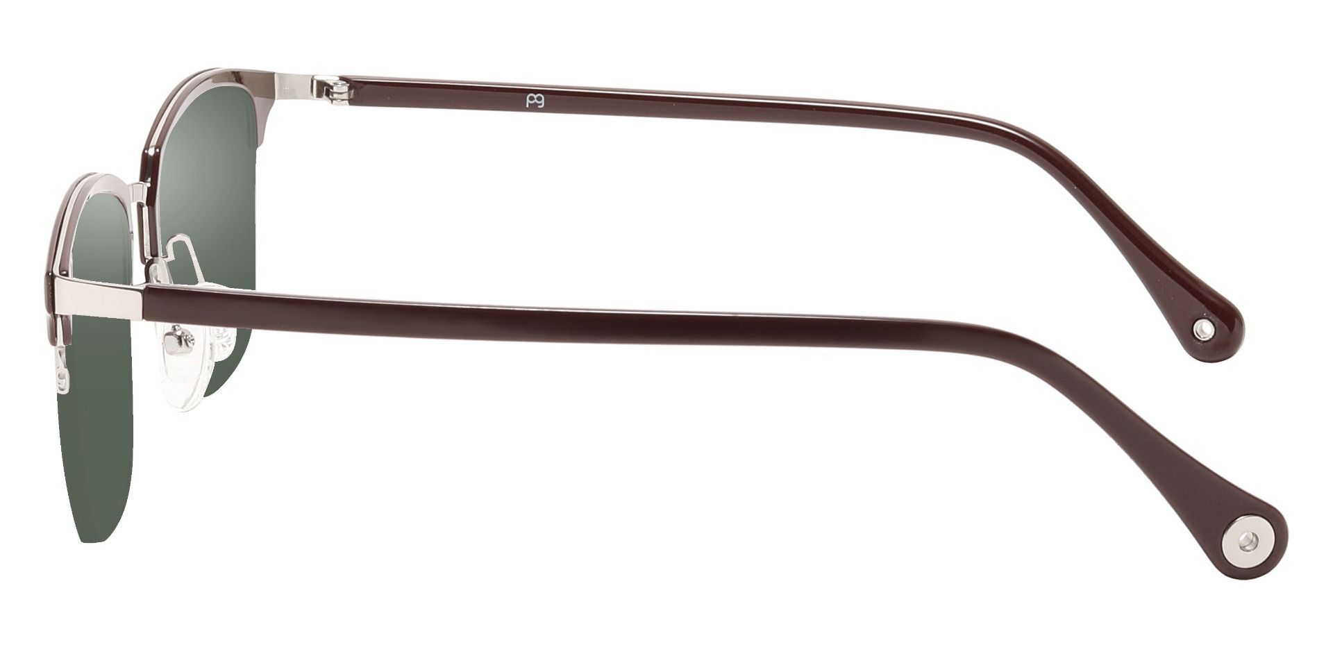 Atlantic Browline Prescription Sunglasses - Brown Frame With Green Lenses