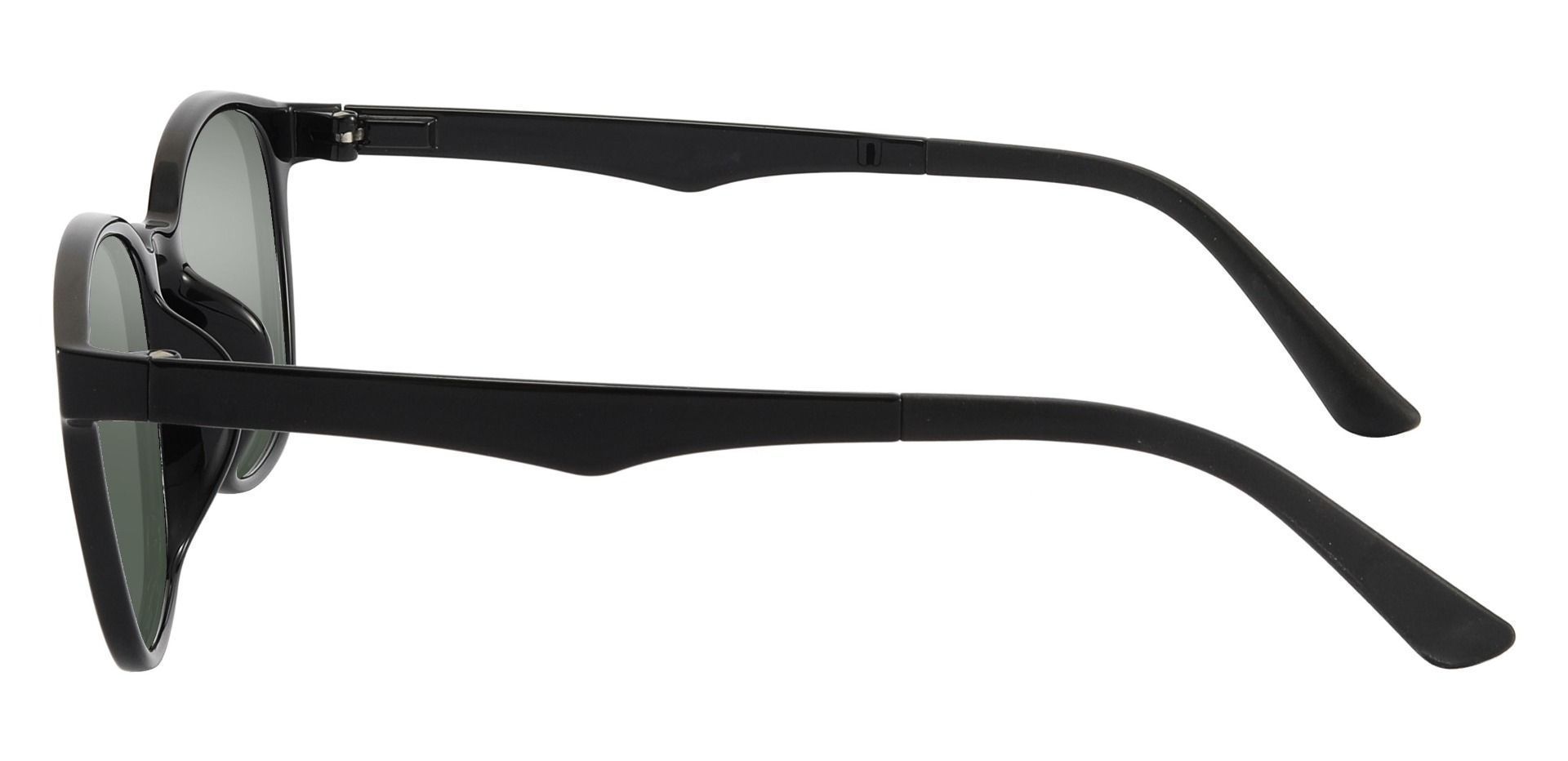 Ursula Oval Reading Sunglasses - Black Frame With Green Lenses