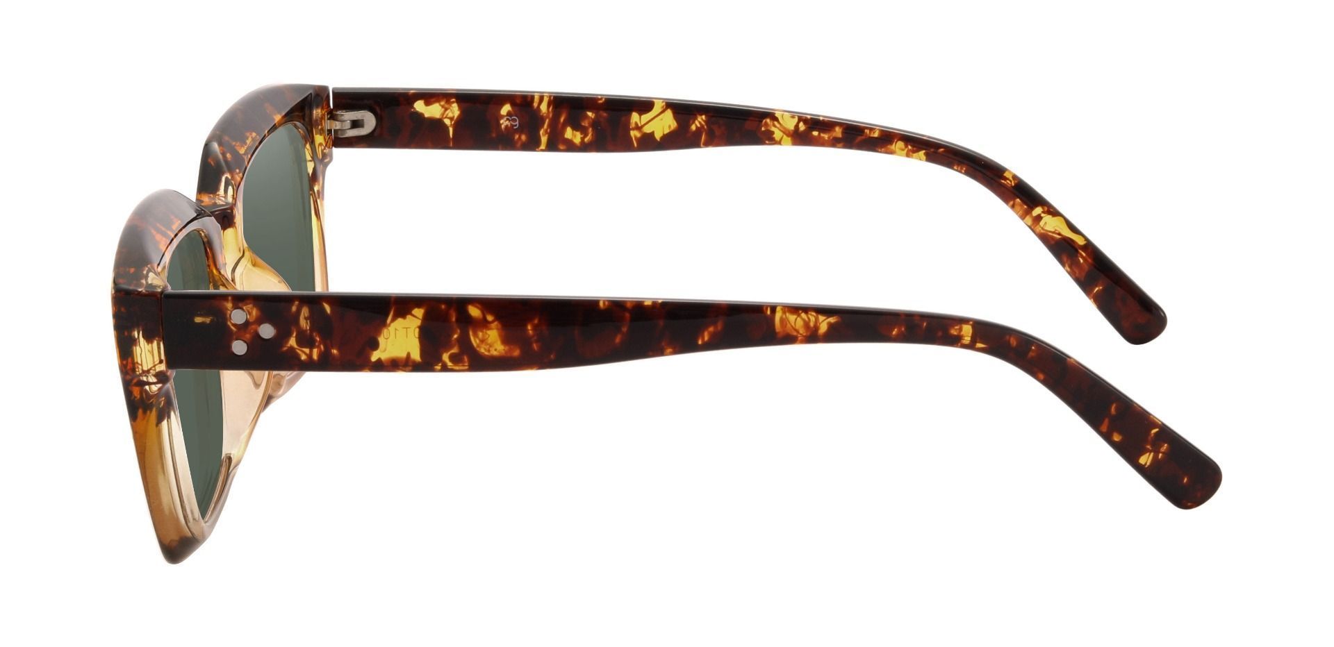 Unity Rectangle Prescription Sunglasses - Tortoise Frame With Green Lenses
