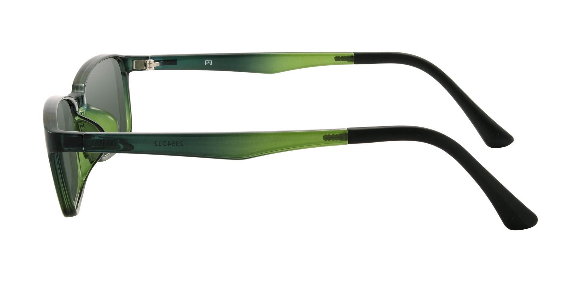 San Dimas Rectangle Prescription Sunglasses - Green Frame With Green Lenses