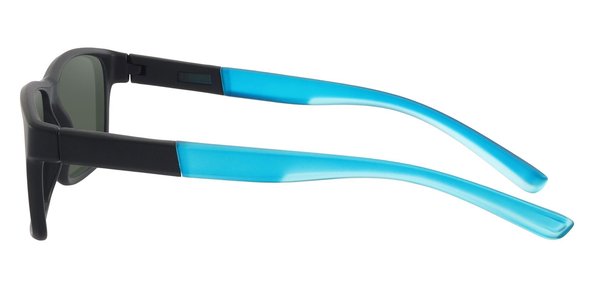 Ryan Rectangle Prescription Sunglasses Blue Frame With Green Lenses