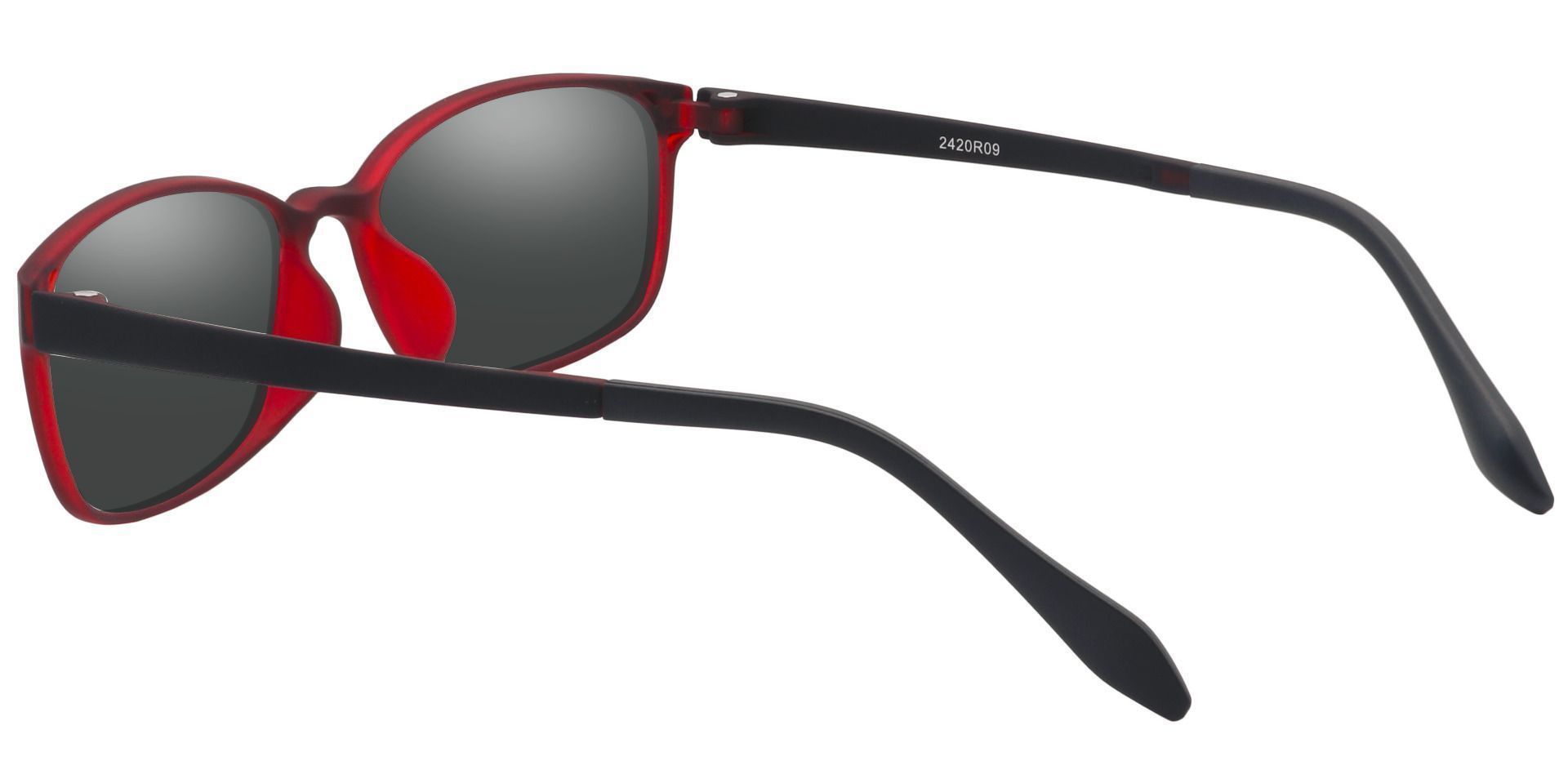 Merlot Rectangle Reading Sunglasses - Red Frame With Gray Lenses
