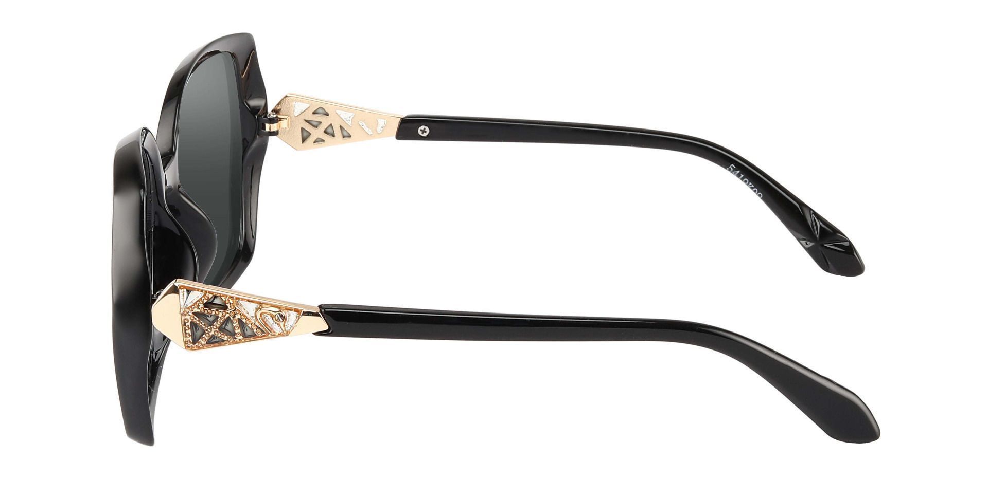 Swan Geometric Single Vision Sunglasses - Black Frame With Gray Lenses
