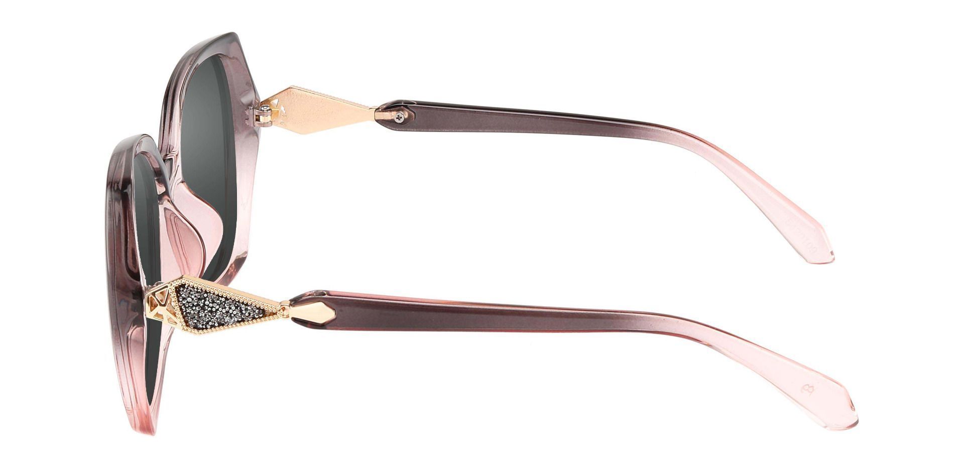 Solitaire Geometric Reading Sunglasses - Pink Frame With Gray Lenses